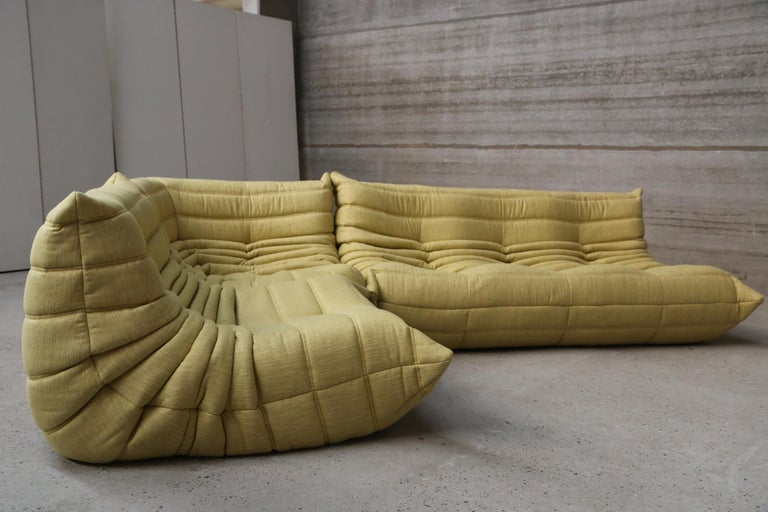 Vintage Yellow Ligne Roset Togo Sofa Set, Designed by