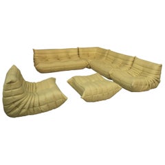 Vintage Yellow Ligne Roset Togo Sofa Set, Designed by Michel Ducaroy, 1998