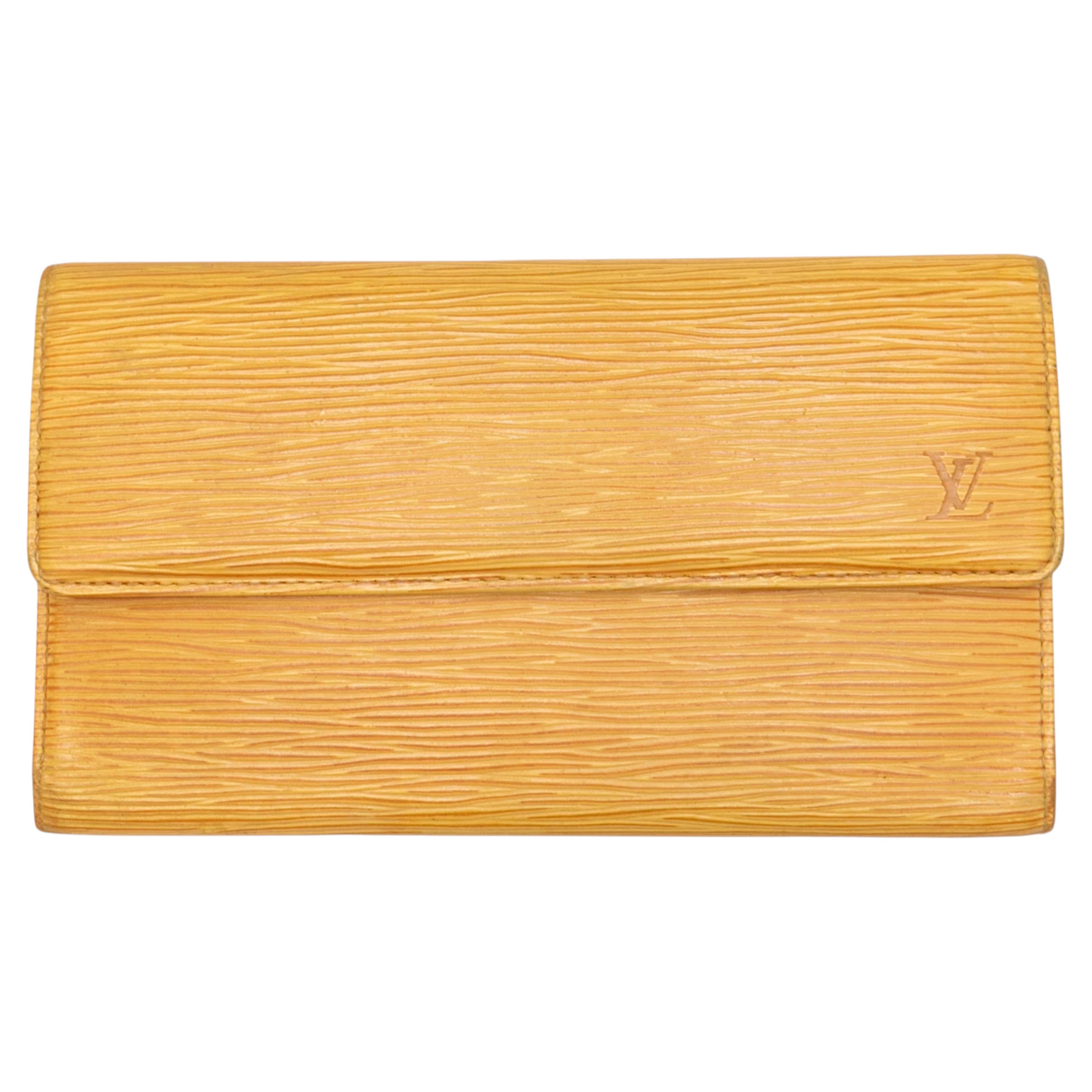 Portefeuille vintage Louis Vuitton Continental en cuir Epi jaune