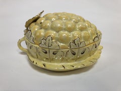 Vintage Yellow Lusterware Covered Serving Dish with Grapes by Sasha