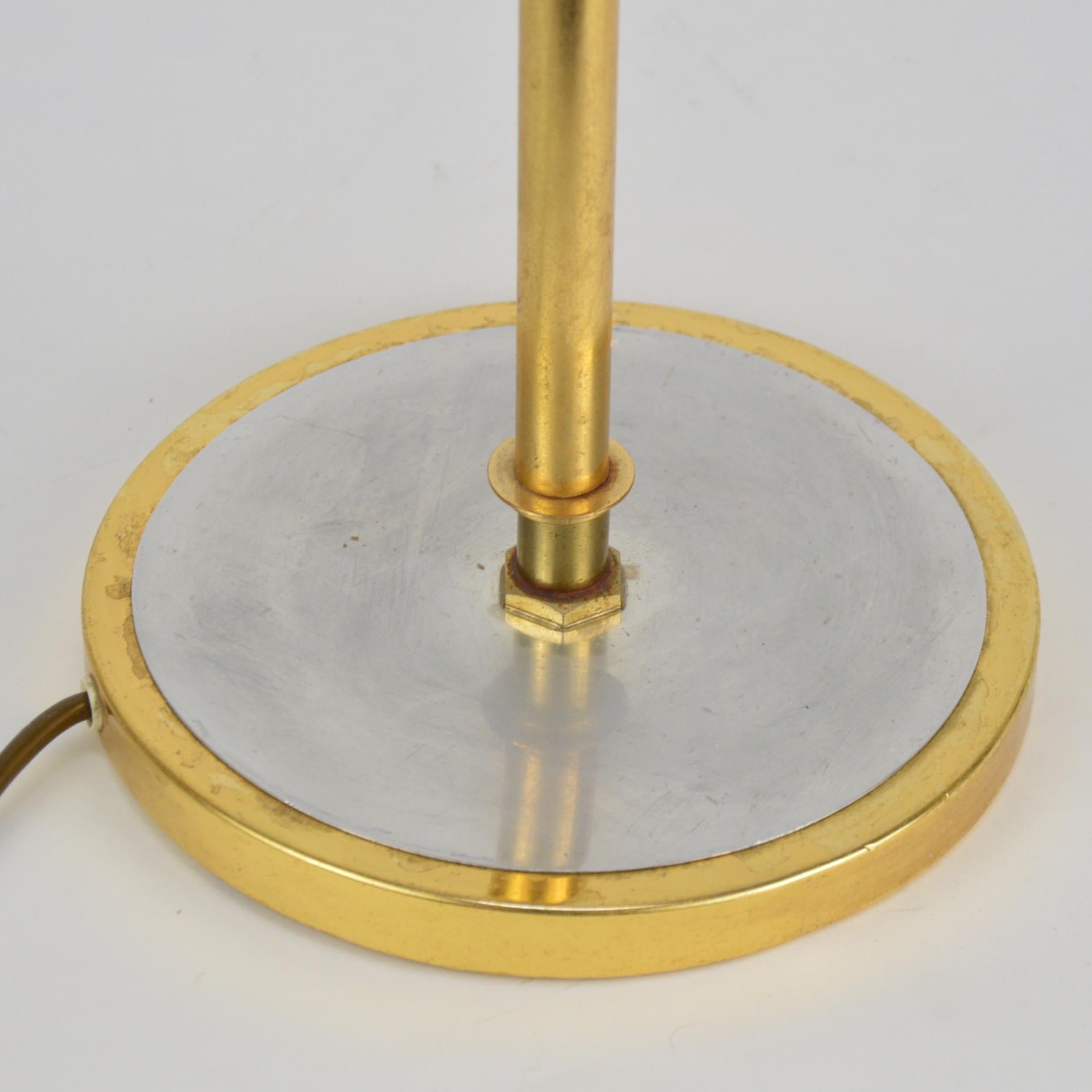 Vintage Yellow Metal Mounted Glass Designer Floor Lamp, 1970s In Good Condition In Brussels, BE