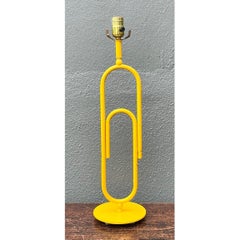 Vintage Yellow Metal Paperclip Table Lamp