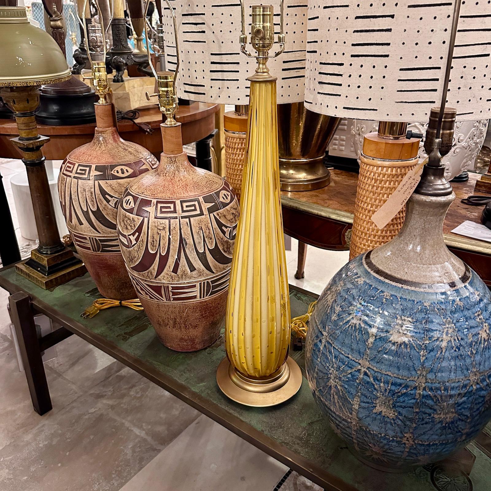 Italian Vintage Yellow Murano Lamp For Sale