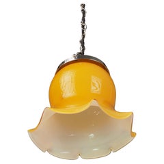 Vintage Yellow Opaline Petticoat Ceiling Pendelleuchte - Mid-Century Lamp