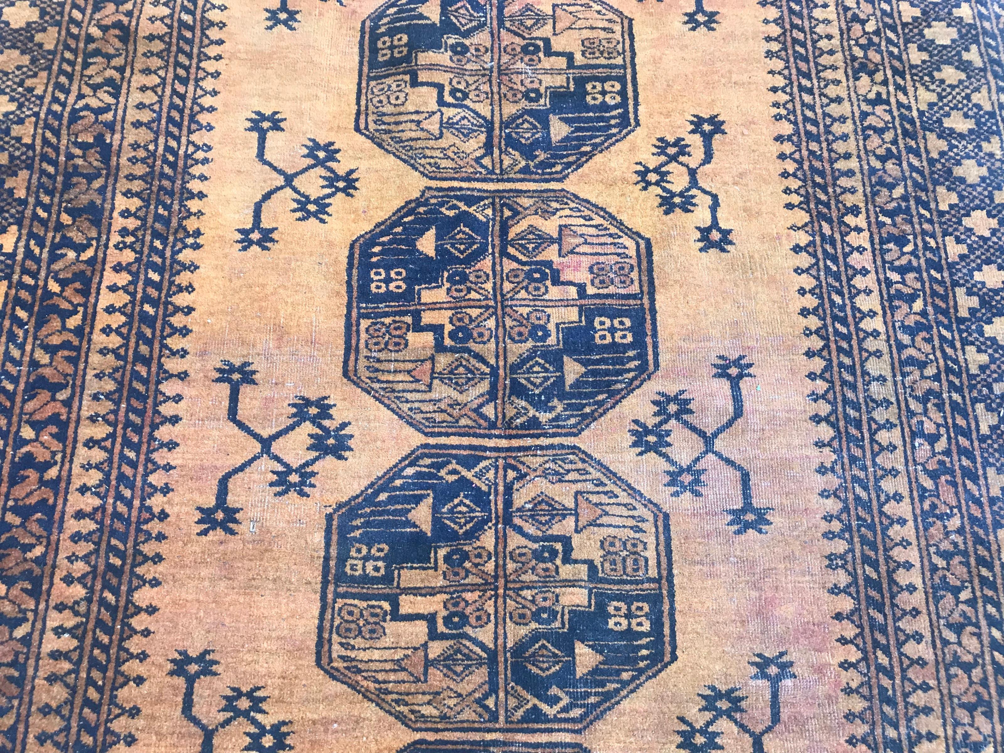 Tribal Vintage Yellow Orange Afghan Rug For Sale