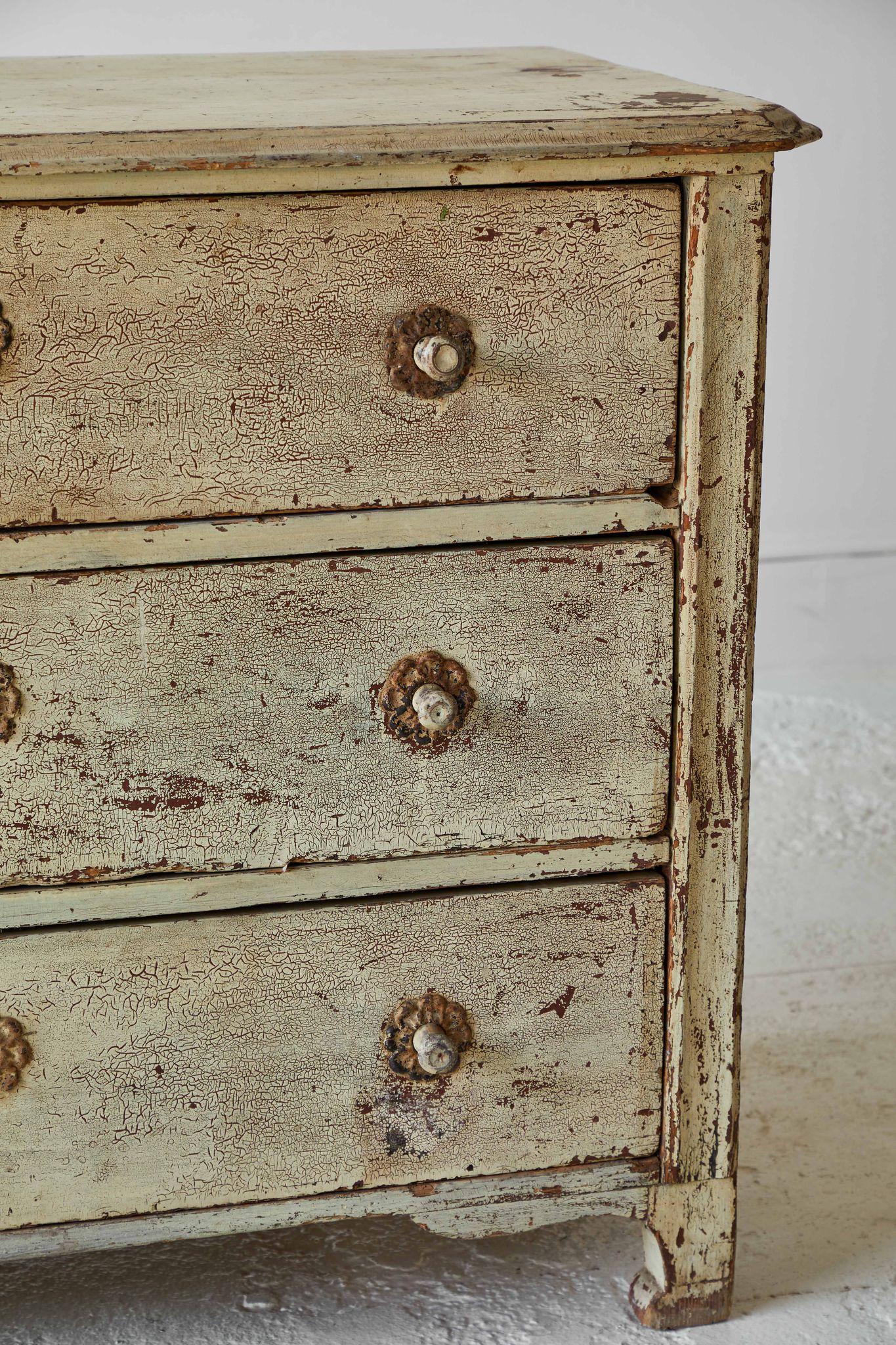 Vintage Yellow Painted Chest of Drawers In Fair Condition In Los Angeles, CA