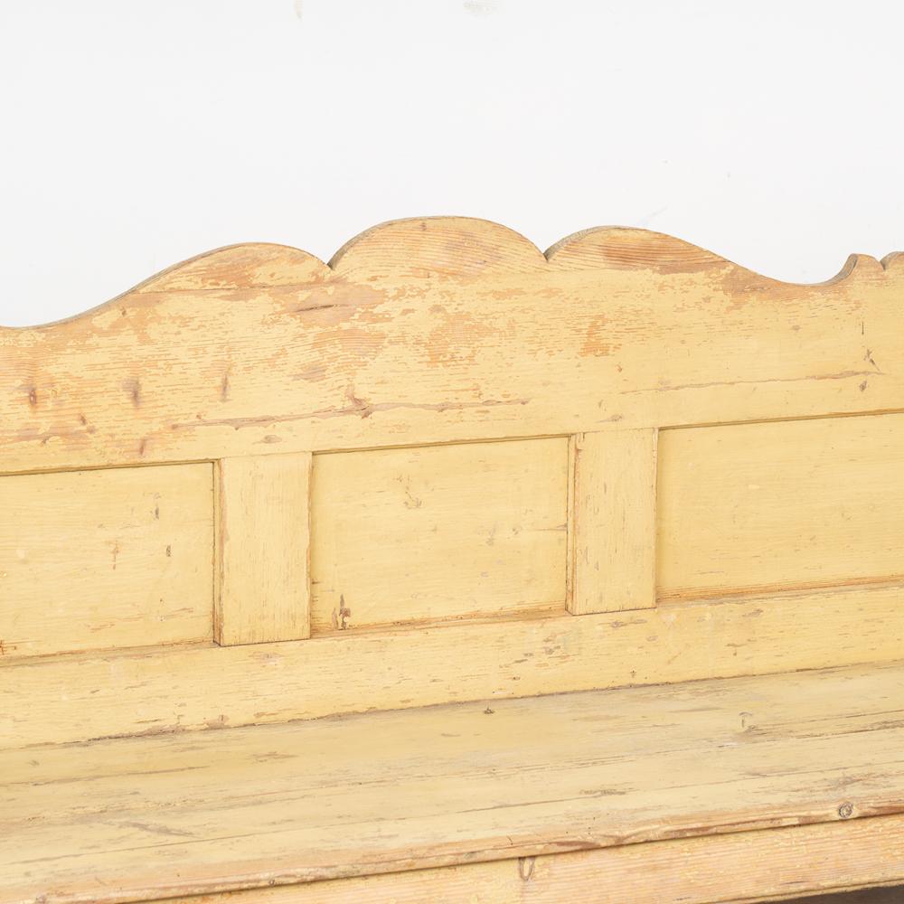 Vintage Yellow Painted Pine Bench, circa 1900s In Good Condition In Round Top, TX