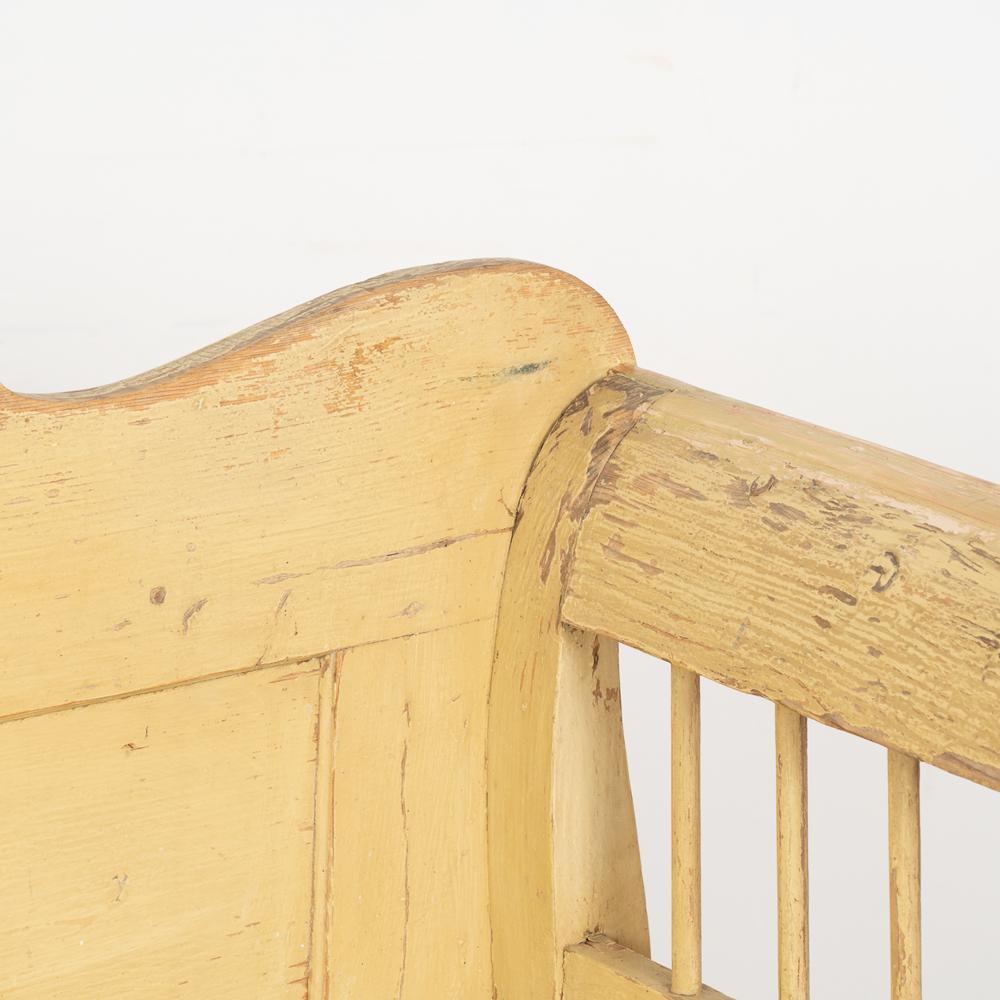 Vintage Yellow Painted Pine Bench, circa 1900s 2