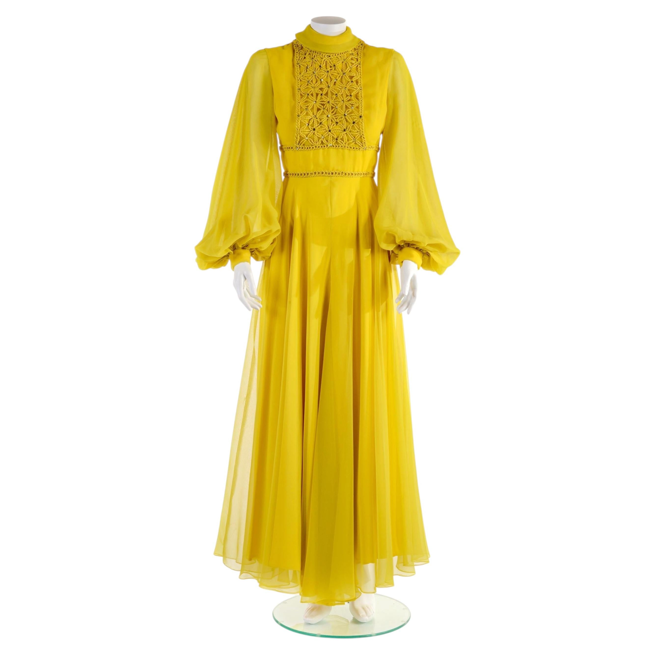 Tuta palazzo giallo vintage anni '70 americana in vendita