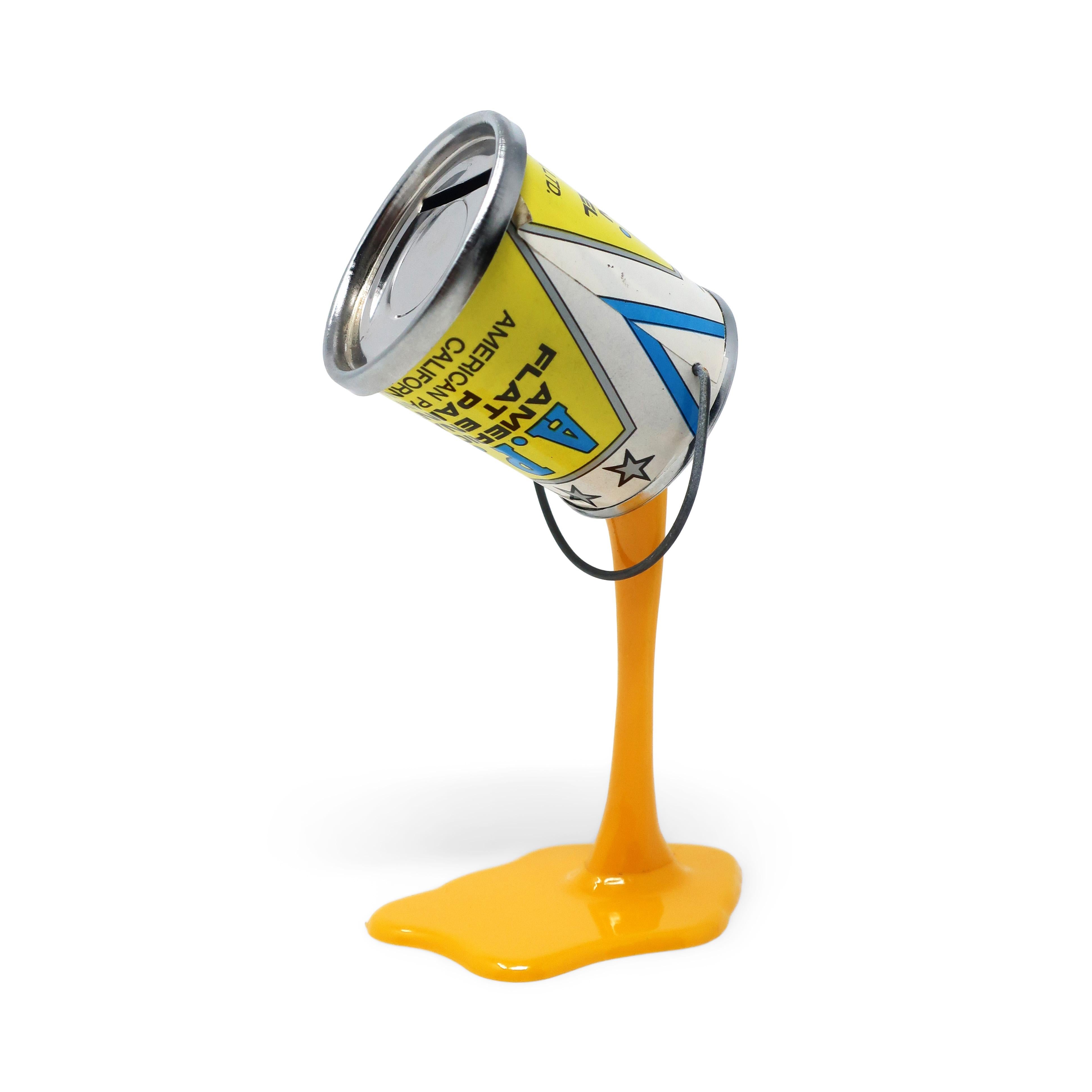 Vintage Yellow Pop Art APC Pouring Paint Can Bank In Good Condition In Brooklyn, NY