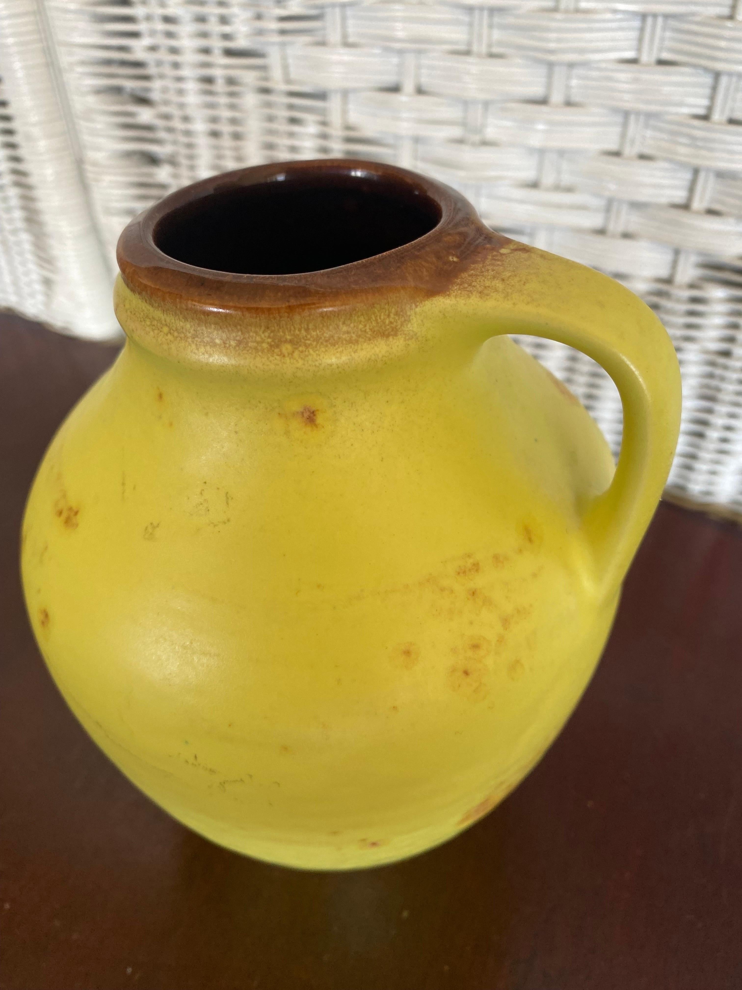 20th Century Vintage Yellow Pottery Carafe, West Germany For Sale