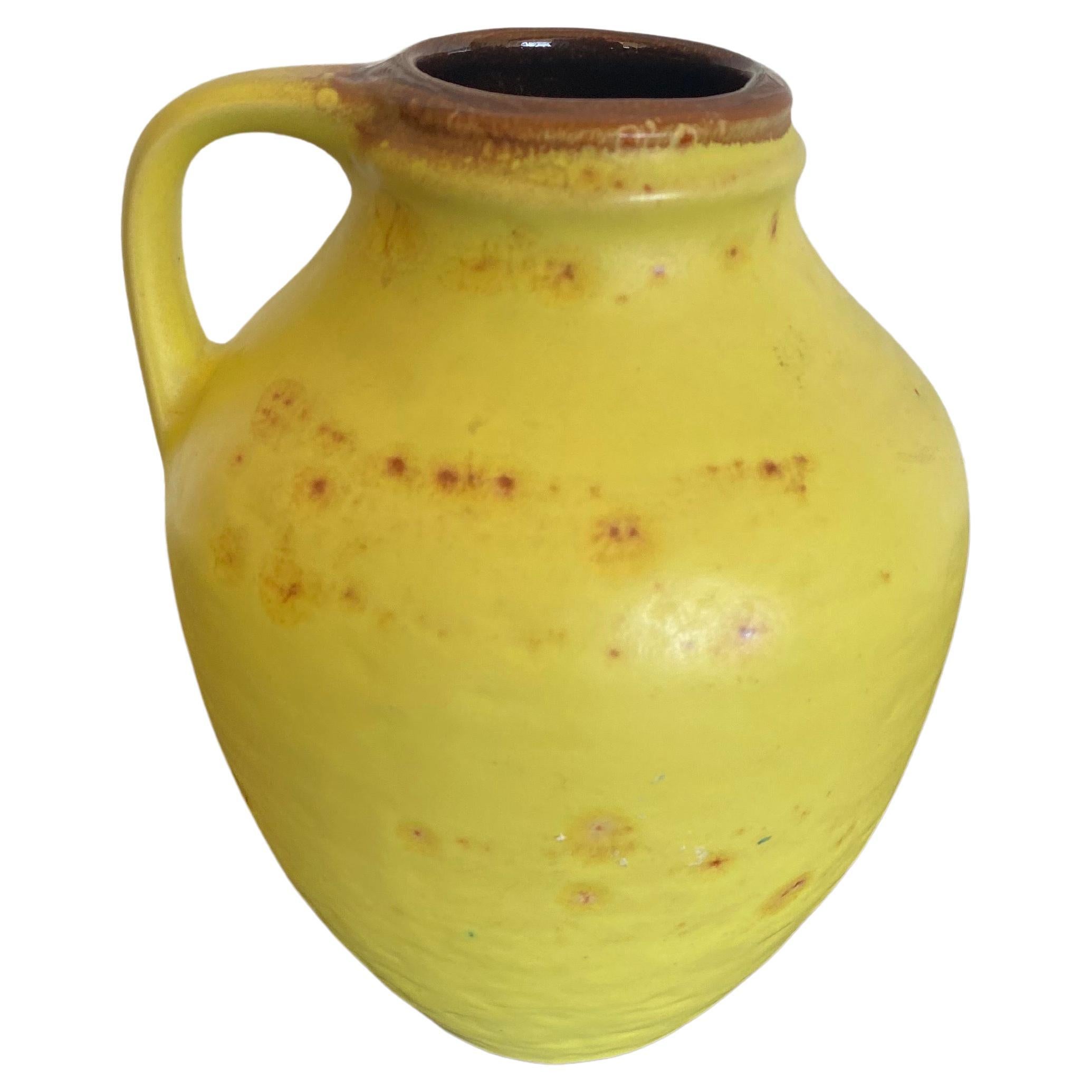 Vintage Yellow Pottery Carafe, West Germany For Sale
