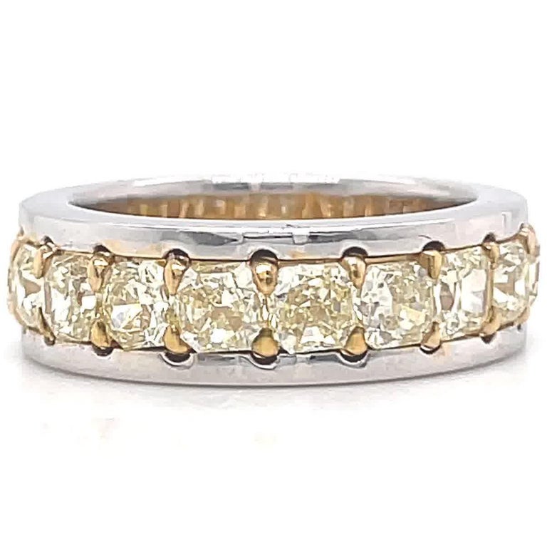 Vintage Yellow Radiant Cut Diamond 18 Karat Gold Eternity Band For Sale ...
