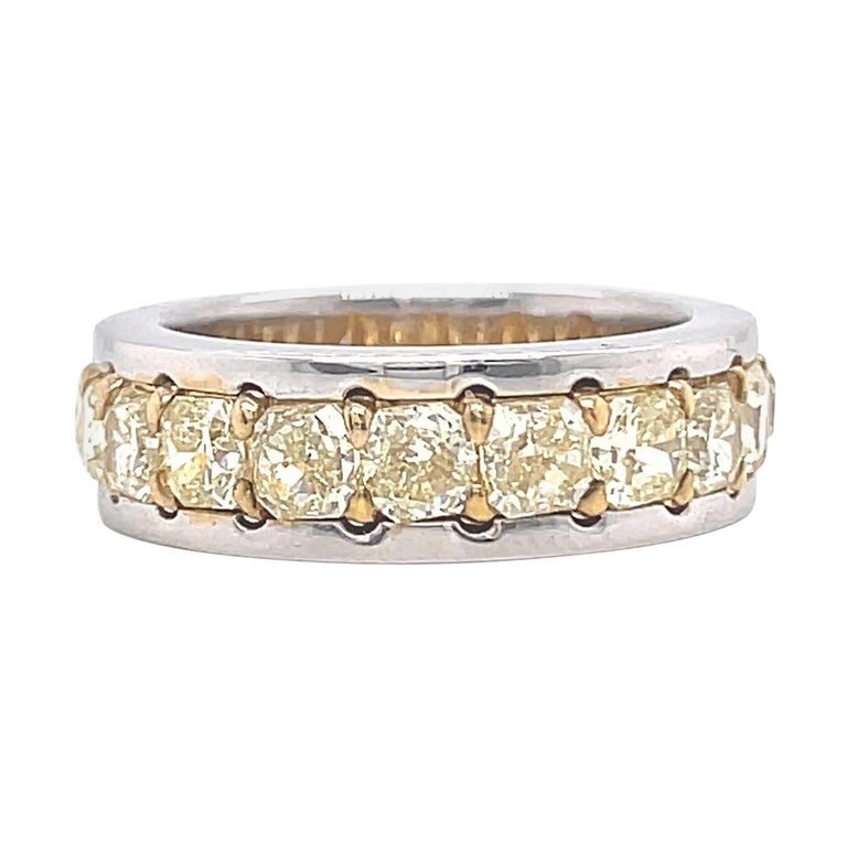 Vintage Yellow Radiant Cut Diamond 18 Karat Gold Eternity Band For Sale ...