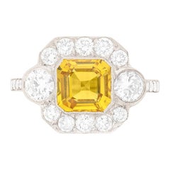 Vintage Yellow Sapphire and Diamond Cluster Ring, circa 1970s