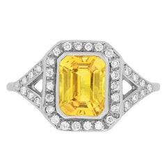 Vintage Yellow Sapphire and Diamond Cluster Ring, circa 1950s