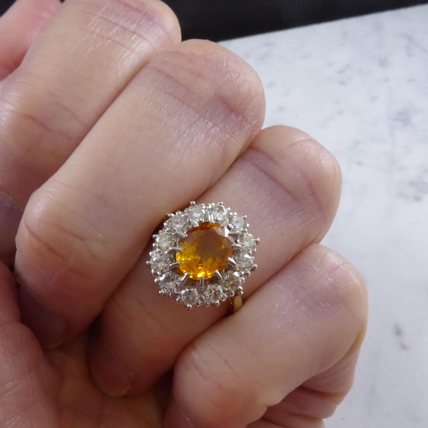 Vintage Yellow Sapphire and Diamond Ring, Cluster Style Setting in 18ct Gold 1
