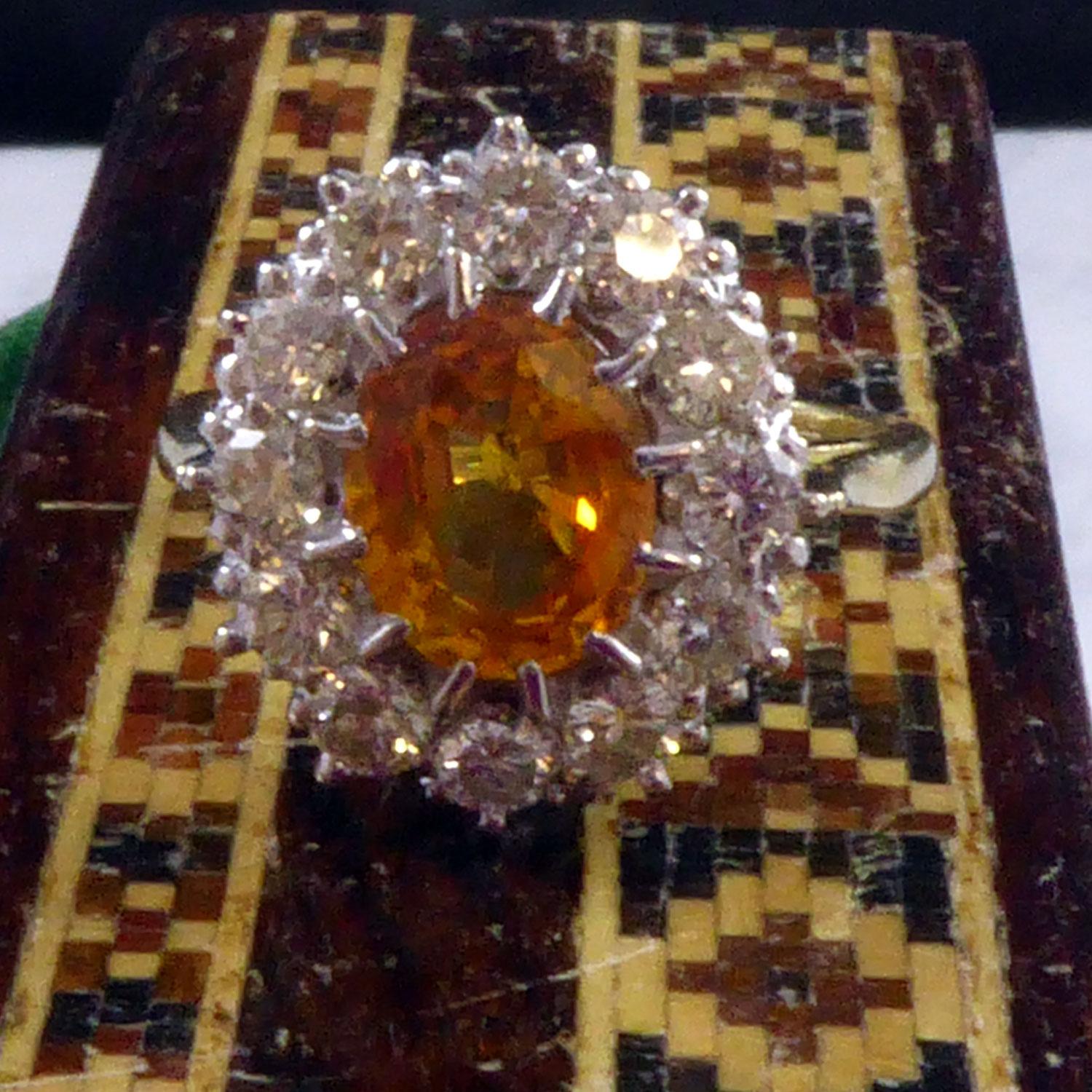 Vintage Yellow Sapphire and Diamond Ring, Cluster Style Setting in 18ct Gold 2