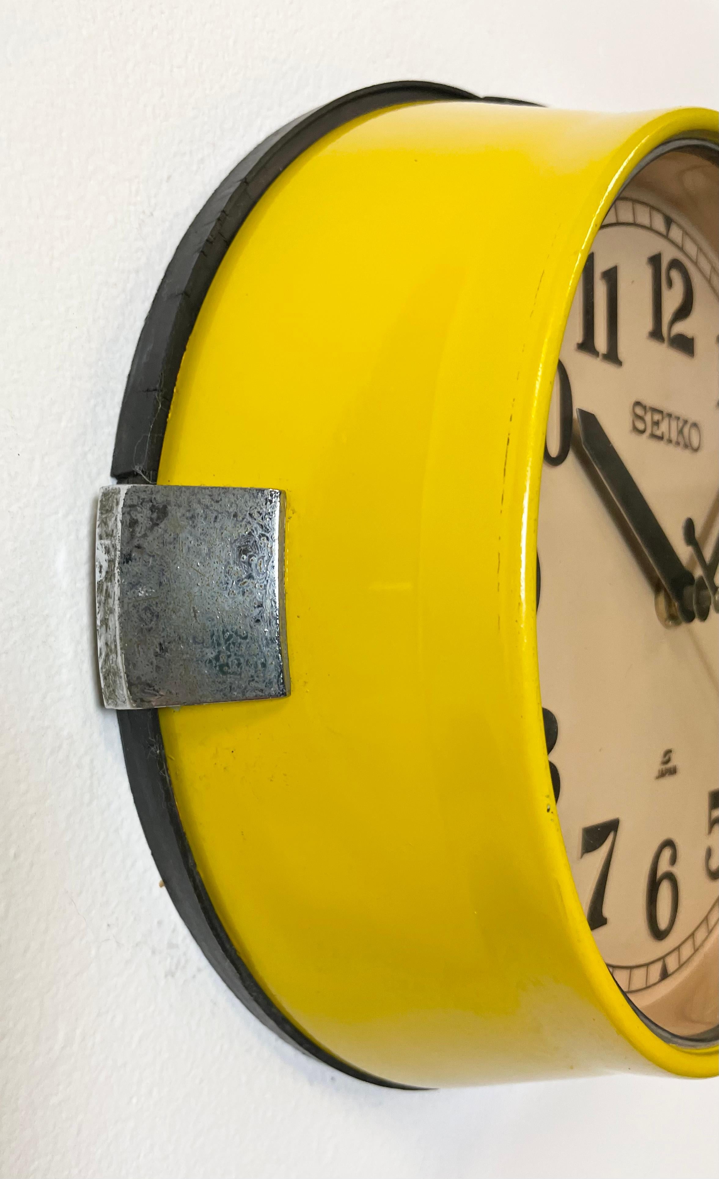 Vintage Yellow Seiko Navy Wall Clock, 1970s 4