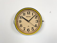 Vintage Yellow Seiko Navy Wall Clock, 1970s