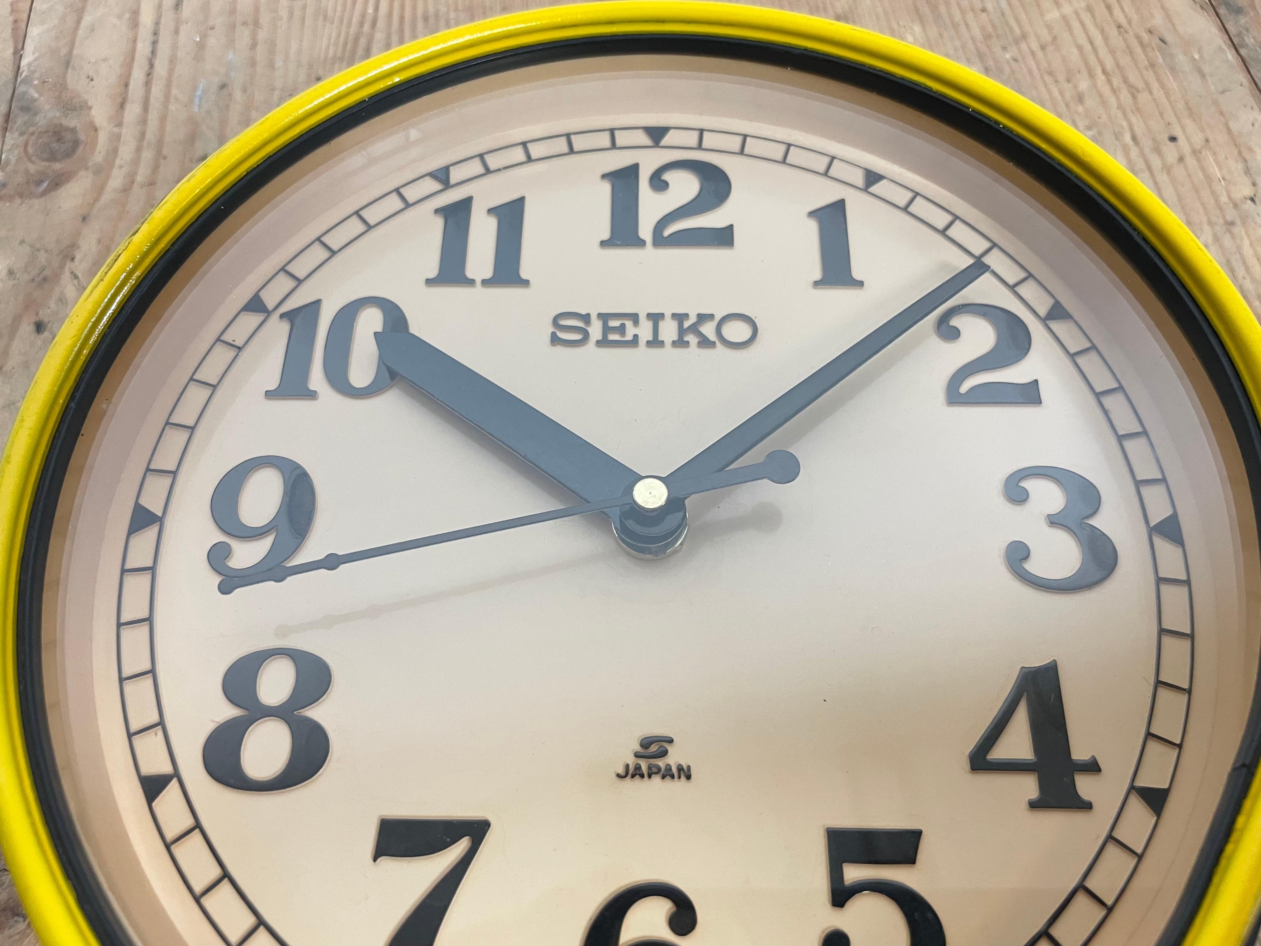 Vintage Yellow Seiko Navy Wall Clock, 1980s 4