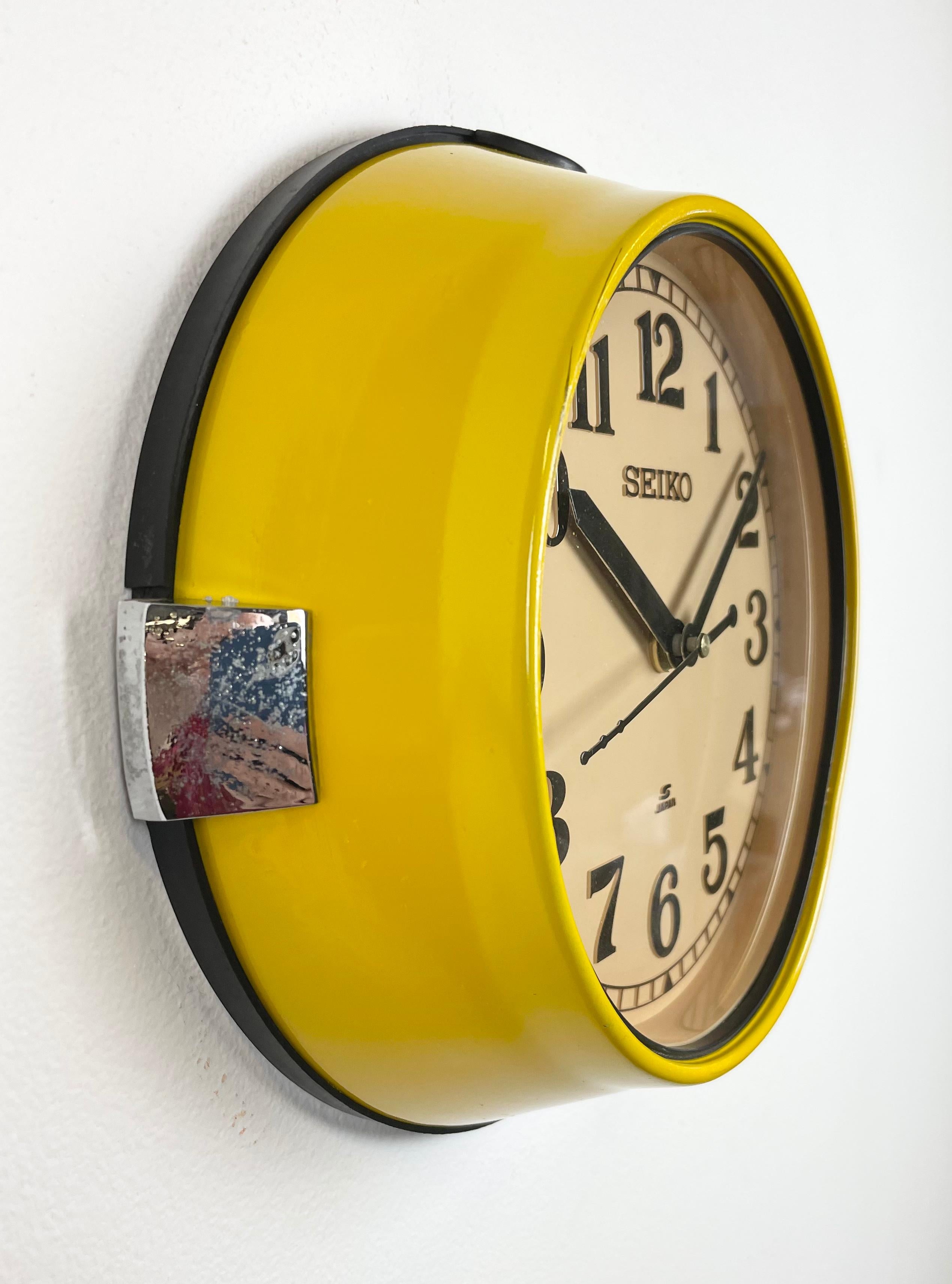 Japanese Vintage Yellow Seiko Navy Wall Clock, 1980s