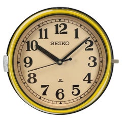Vintage Yellow Seiko Navy Wall Clock, 1980s