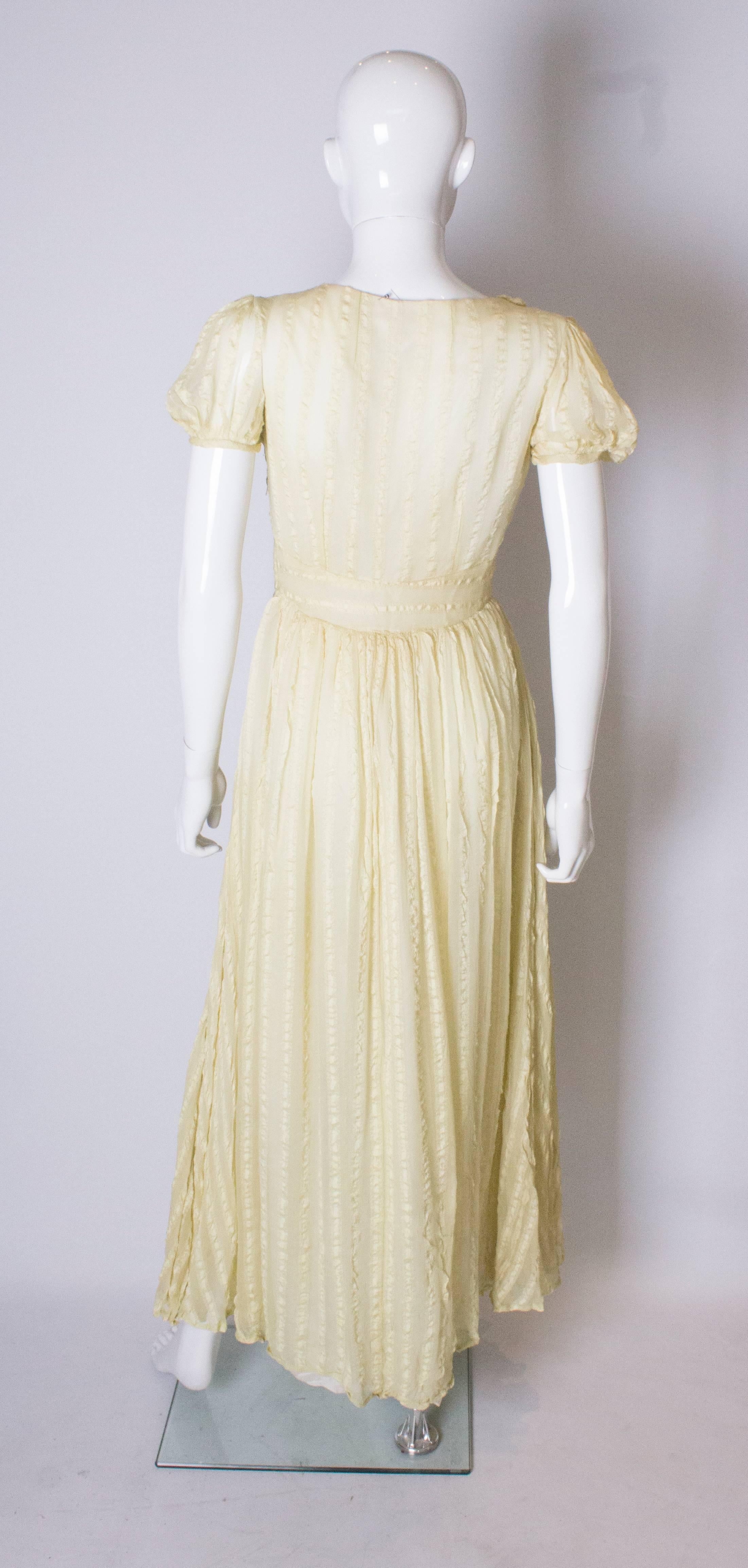 Women's Vintage Yellow Silk Gown For Sale