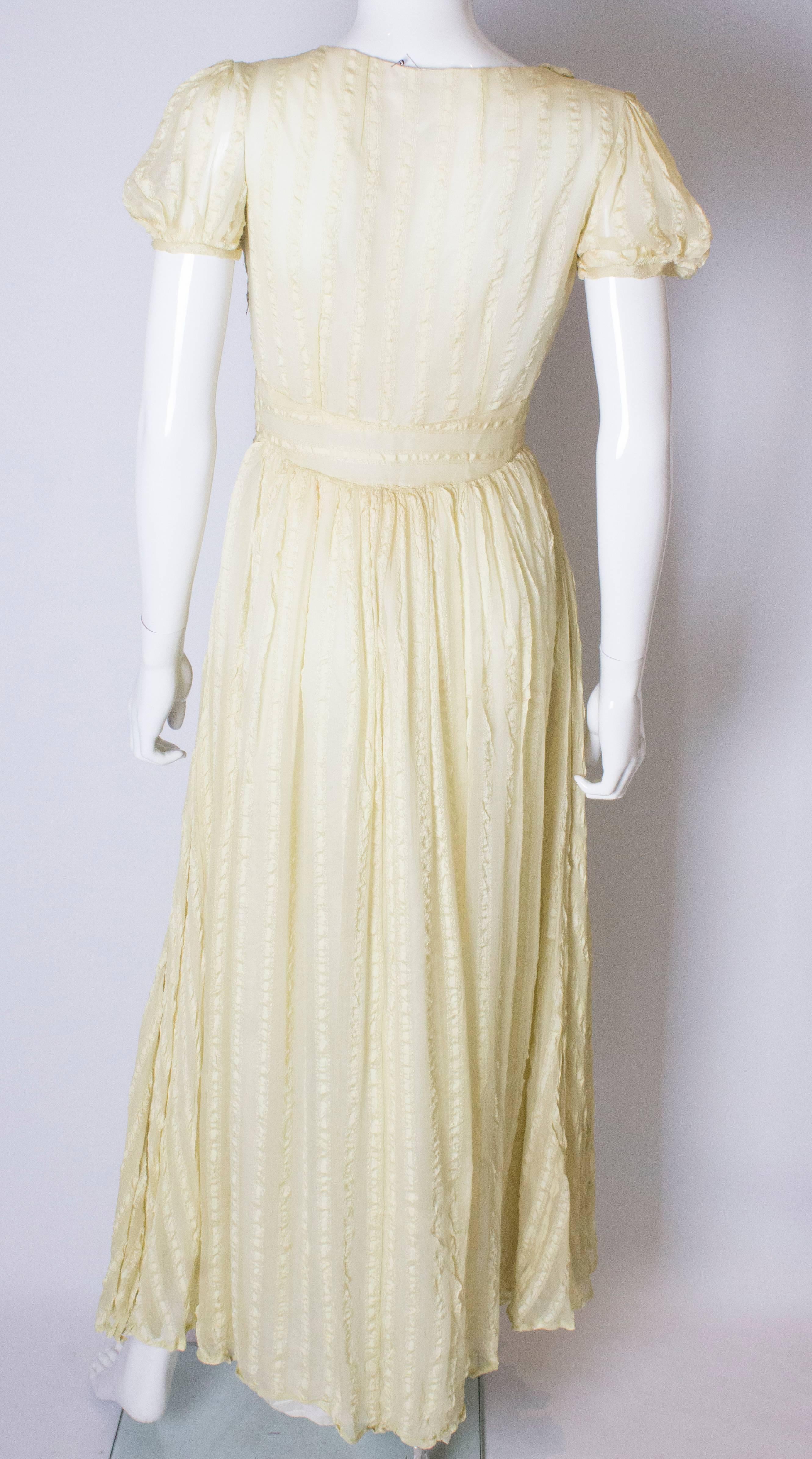 Vintage Yellow Silk Gown For Sale 1