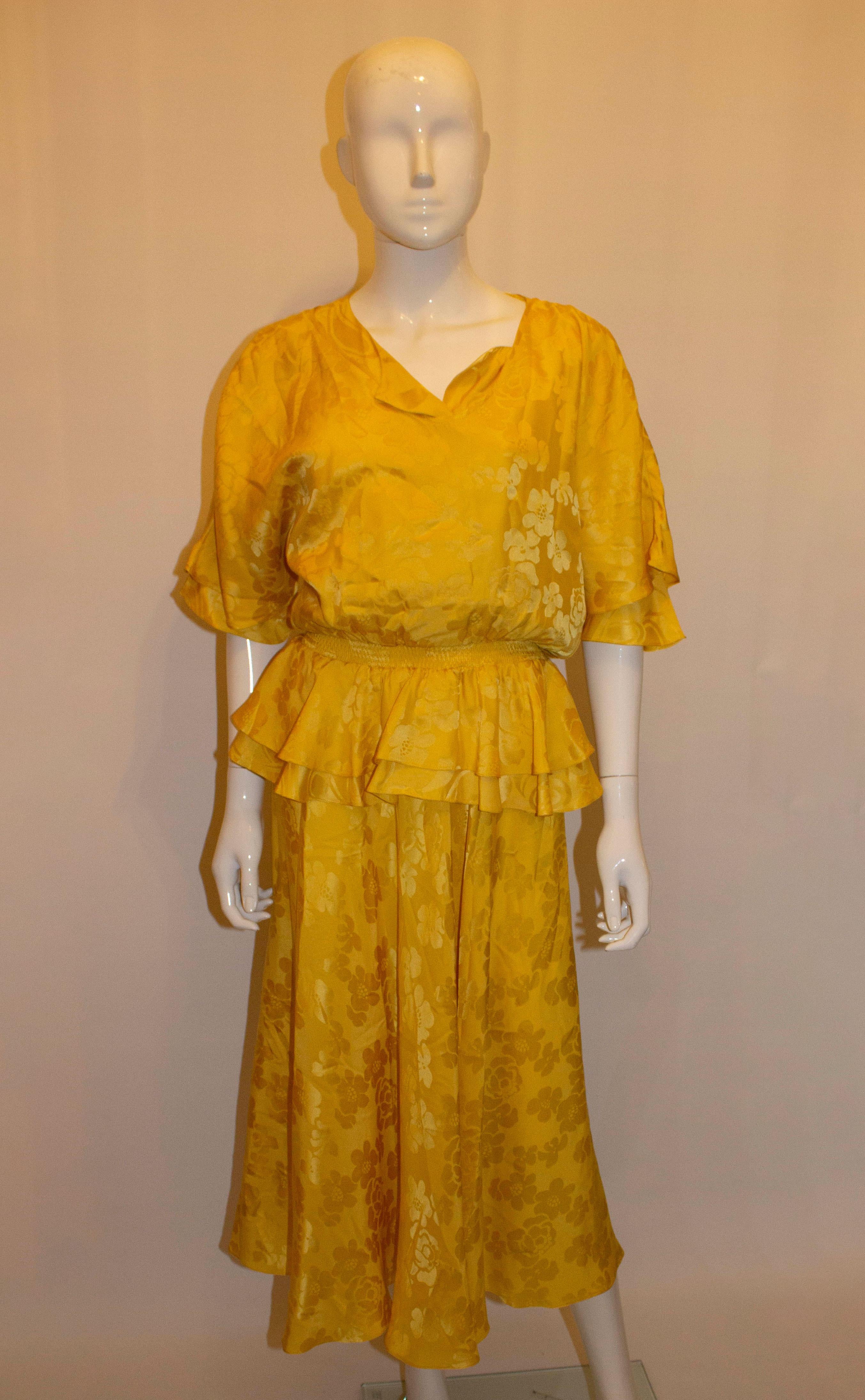 Women's VIntage Yellow  Silk Pallant Dress  For Sale