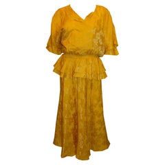VIntage Gelb  Seiden Pallant-Kleid aus Seide 