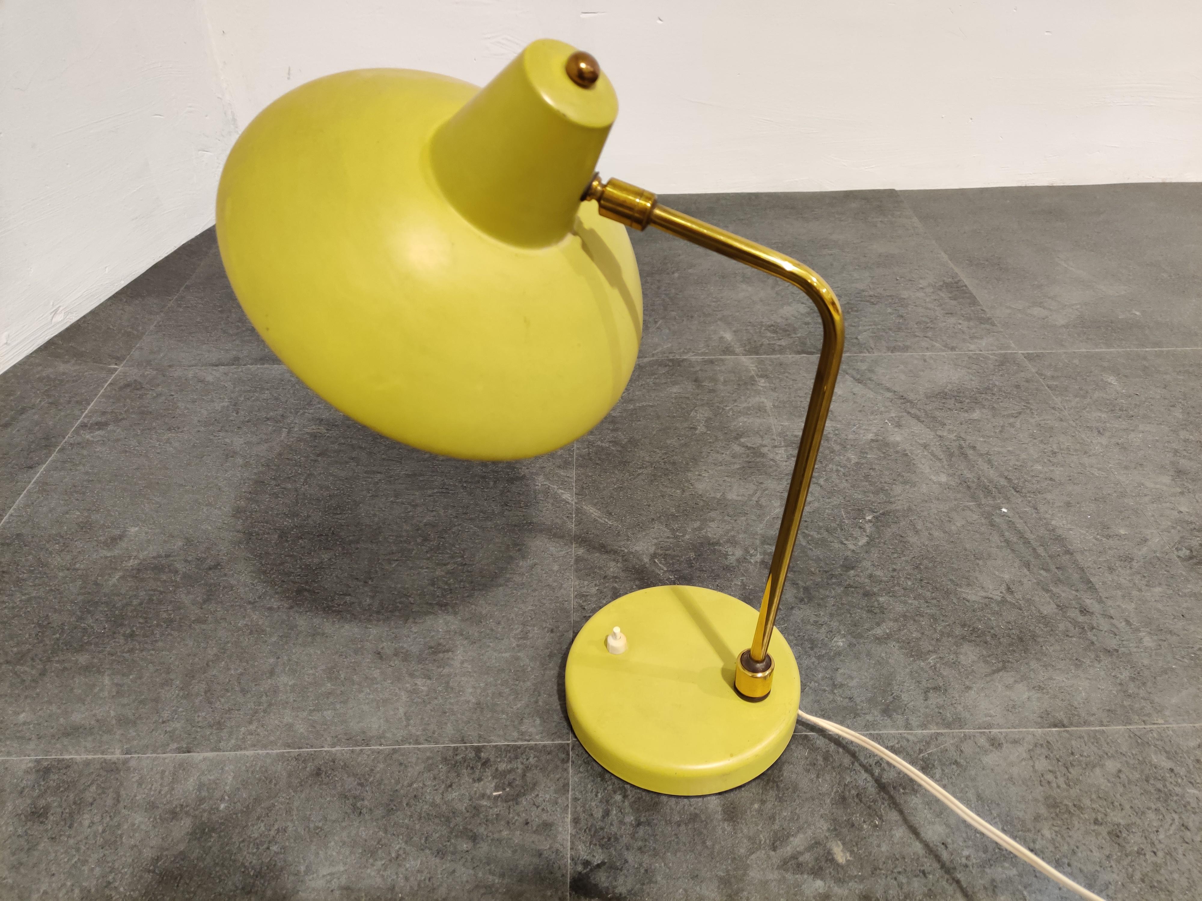 Belgian Vintage Yellow Table Lamp, 1950s