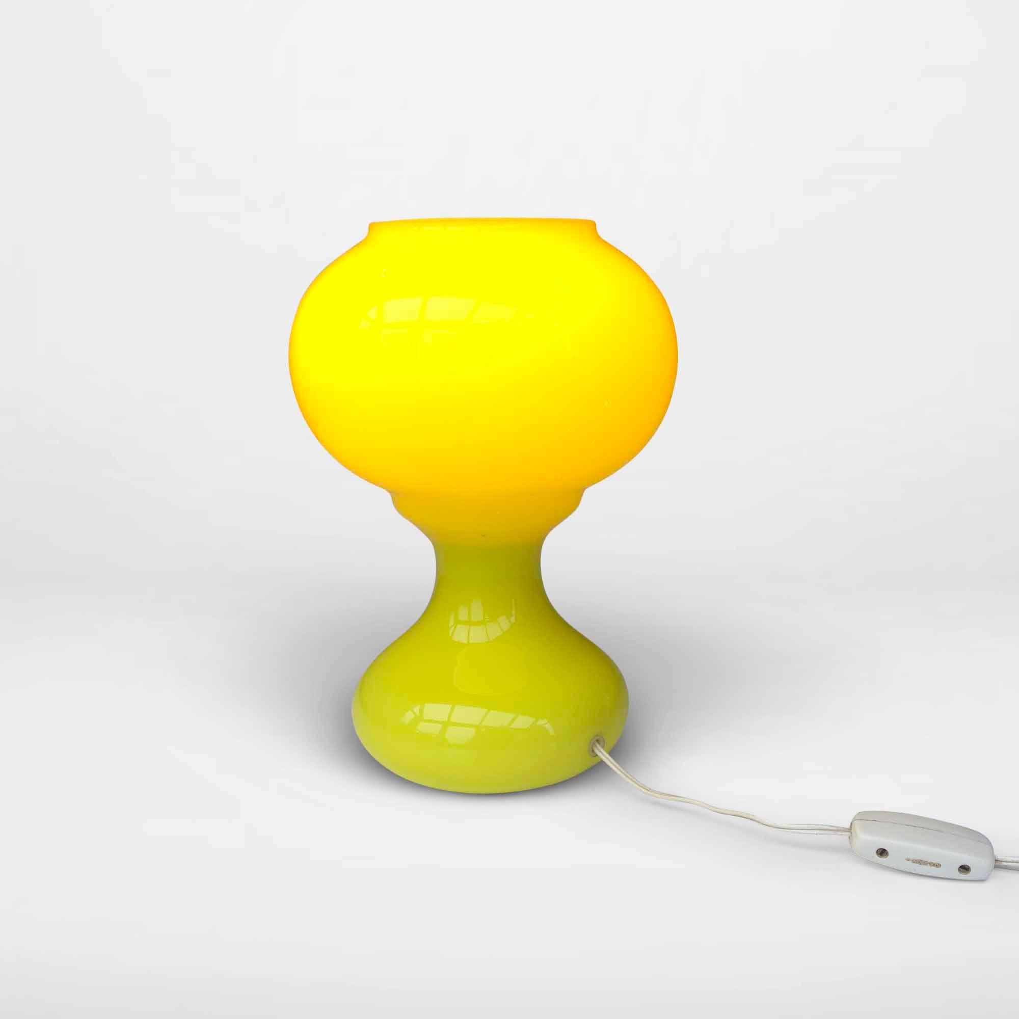 Late 20th Century Vintage Yellow Table Lamp in Glass