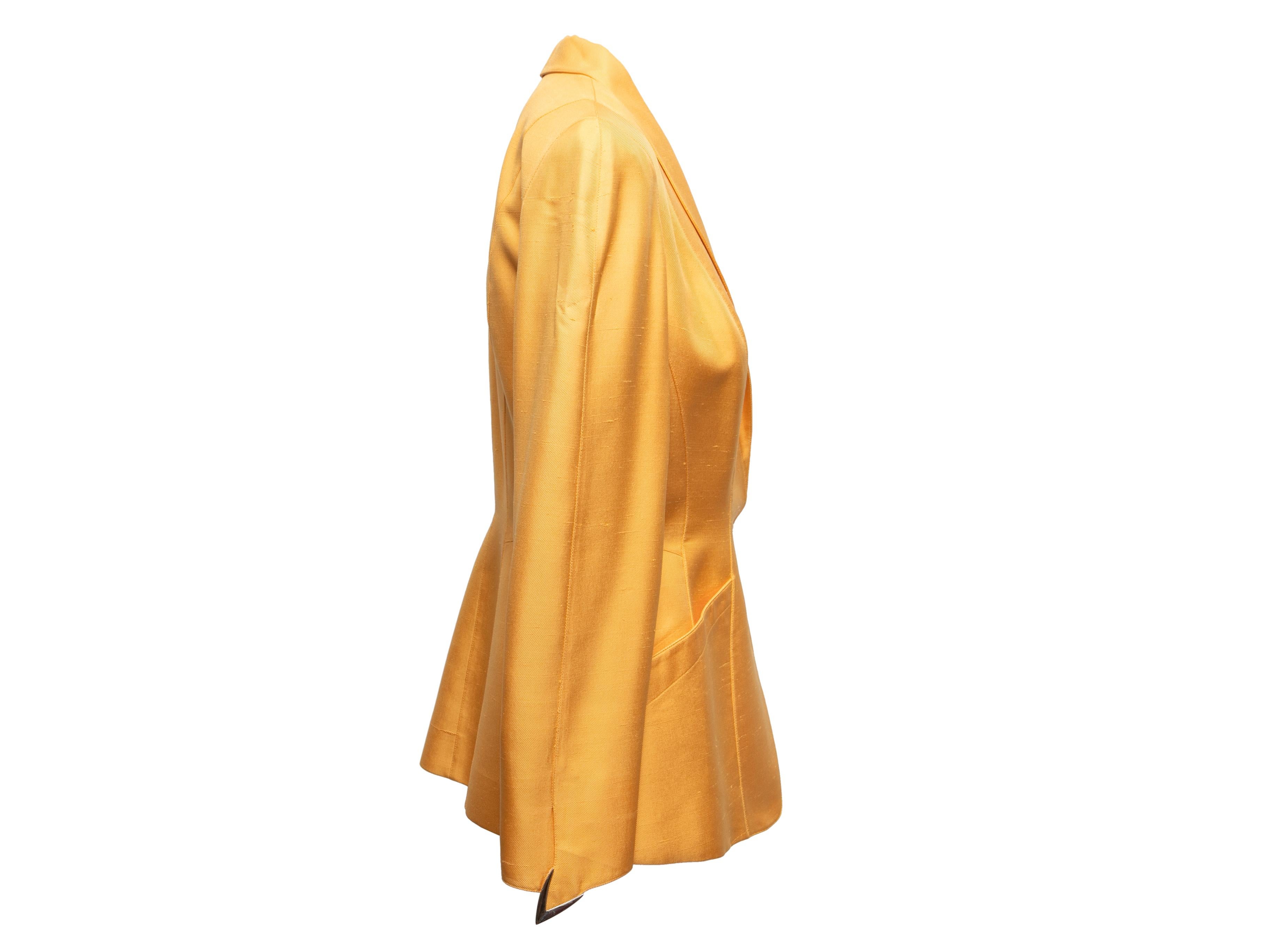 Vintage Yellow Thierry Mugler 1988 Silk Blazer Size FR 40 In Good Condition For Sale In New York, NY