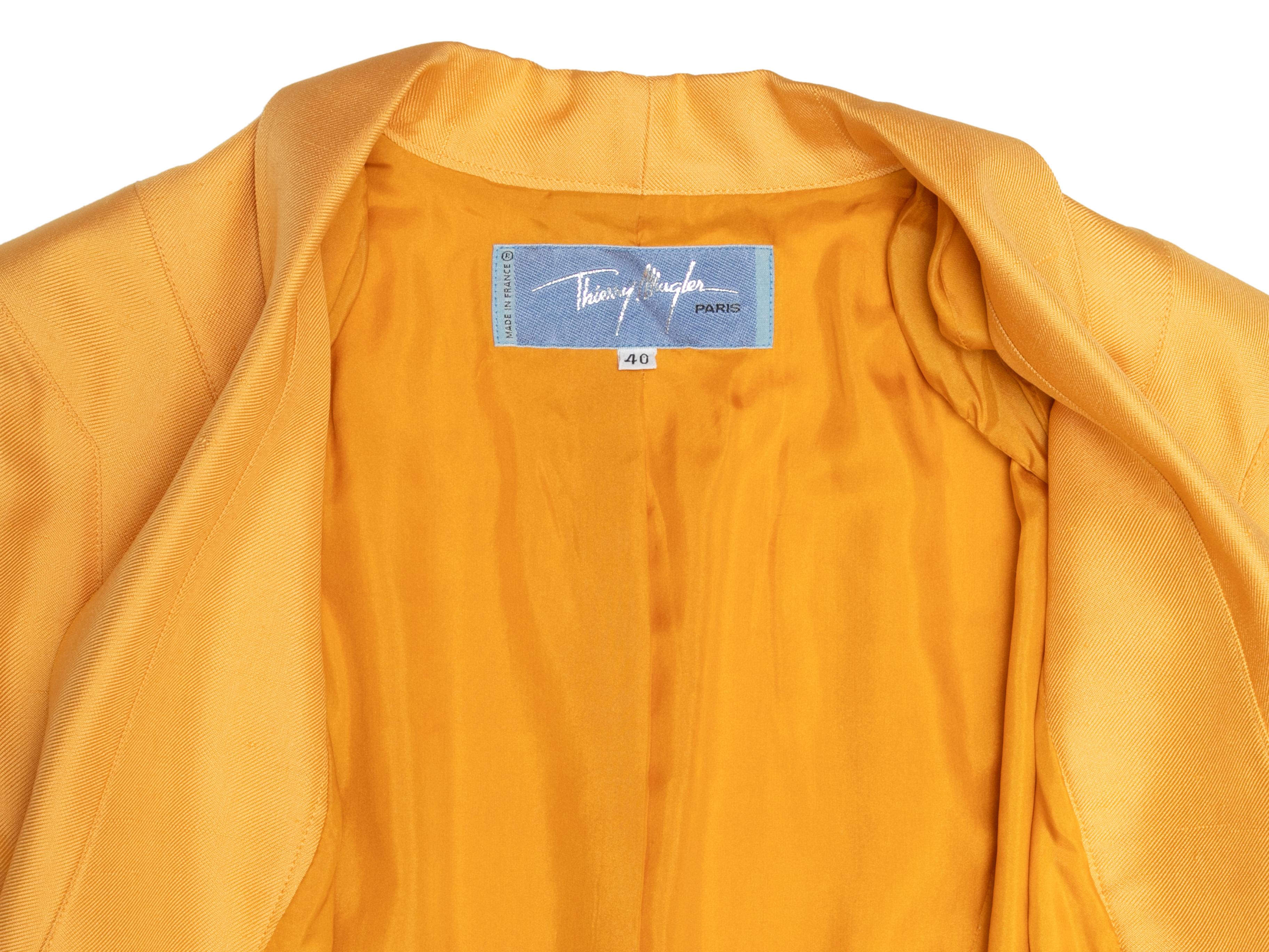 Women's or Men's Vintage Yellow Thierry Mugler 1988 Silk Blazer Size FR 40 For Sale