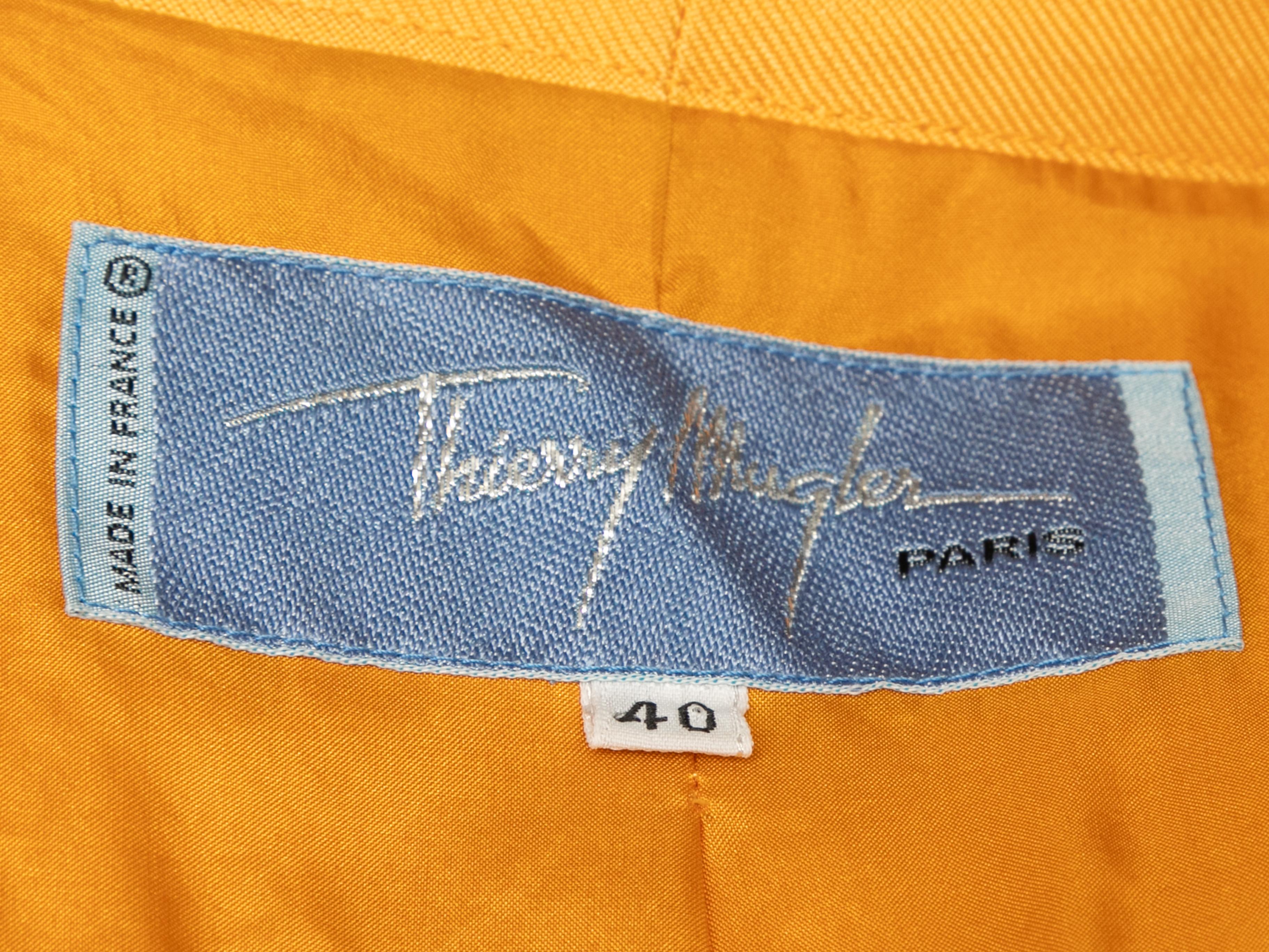 Vintage Yellow Thierry Mugler 1988 Silk Blazer Size FR 40 For Sale 1
