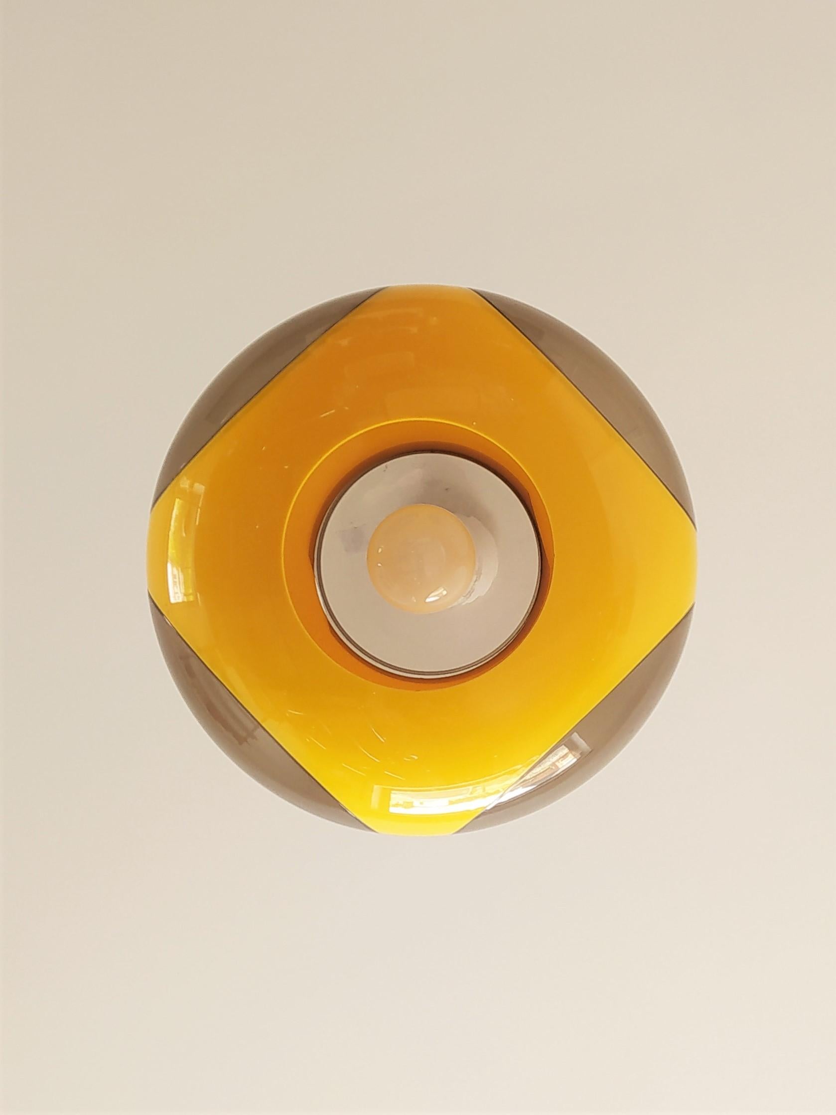 Belgian Vintage Yellow UFO Pendant Lamp, Space Age Design from Massive, 1970s