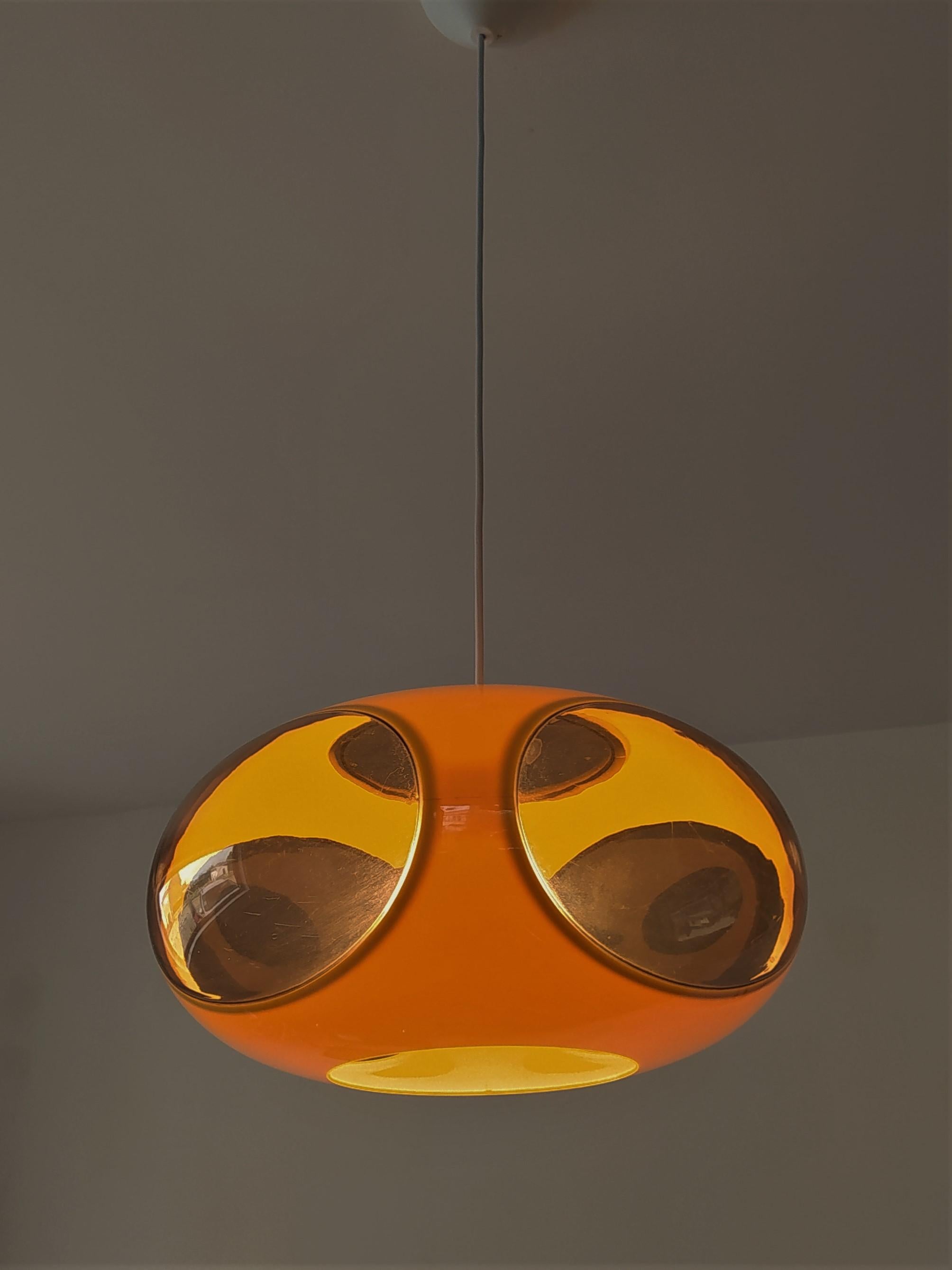 Late 20th Century Vintage Yellow UFO Pendant Lamp, Space Age Design from Massive, 1970s