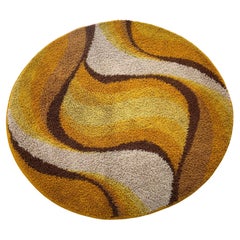 Vintage yellow "Wave" High Pile Rya Rug by Prinstapijt Desso, Netherlands 1970s