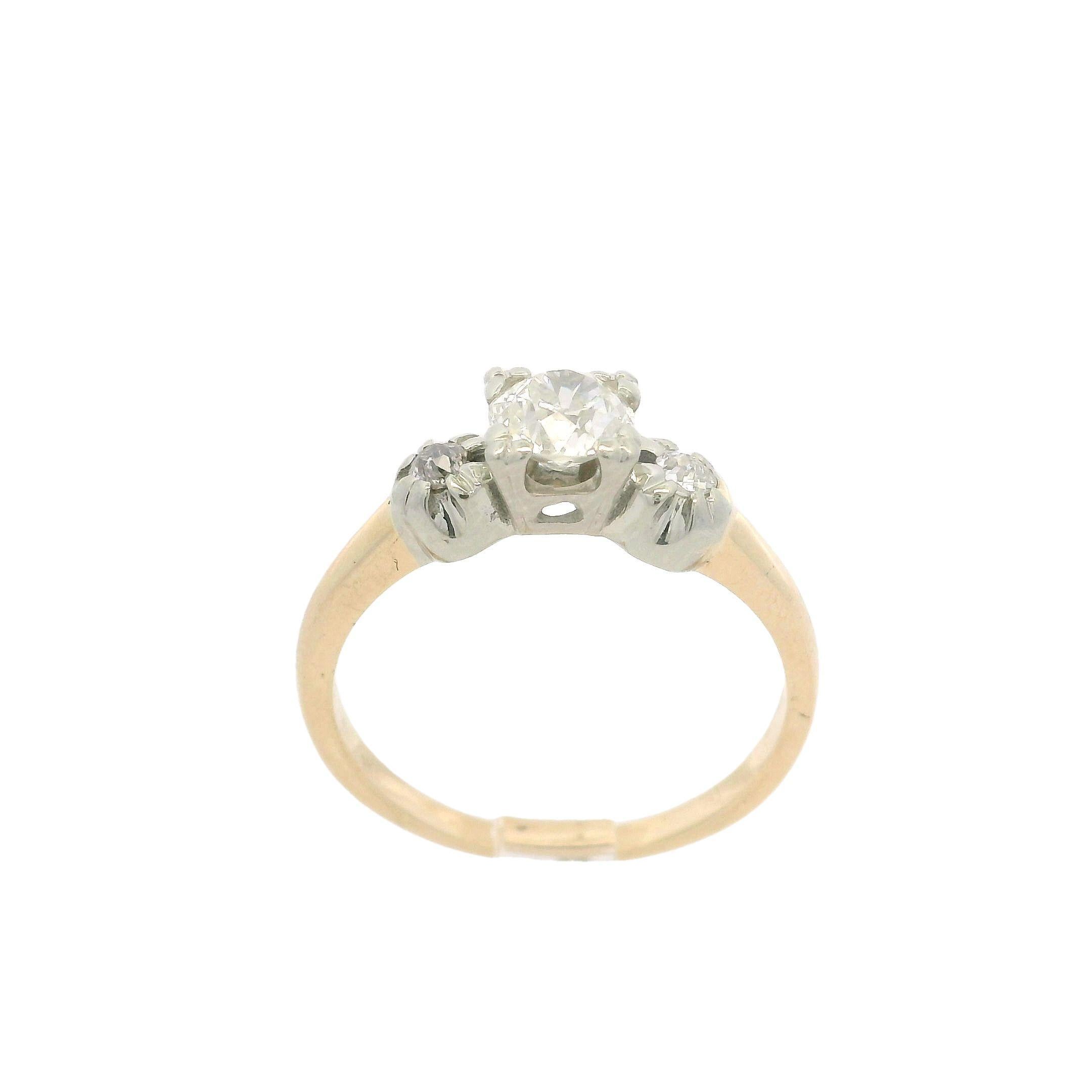 Anello di fidanzamento o di promessa in oro giallo e bianco vintage con diamante taglio vecchio da 0,56 ct. in vendita 5