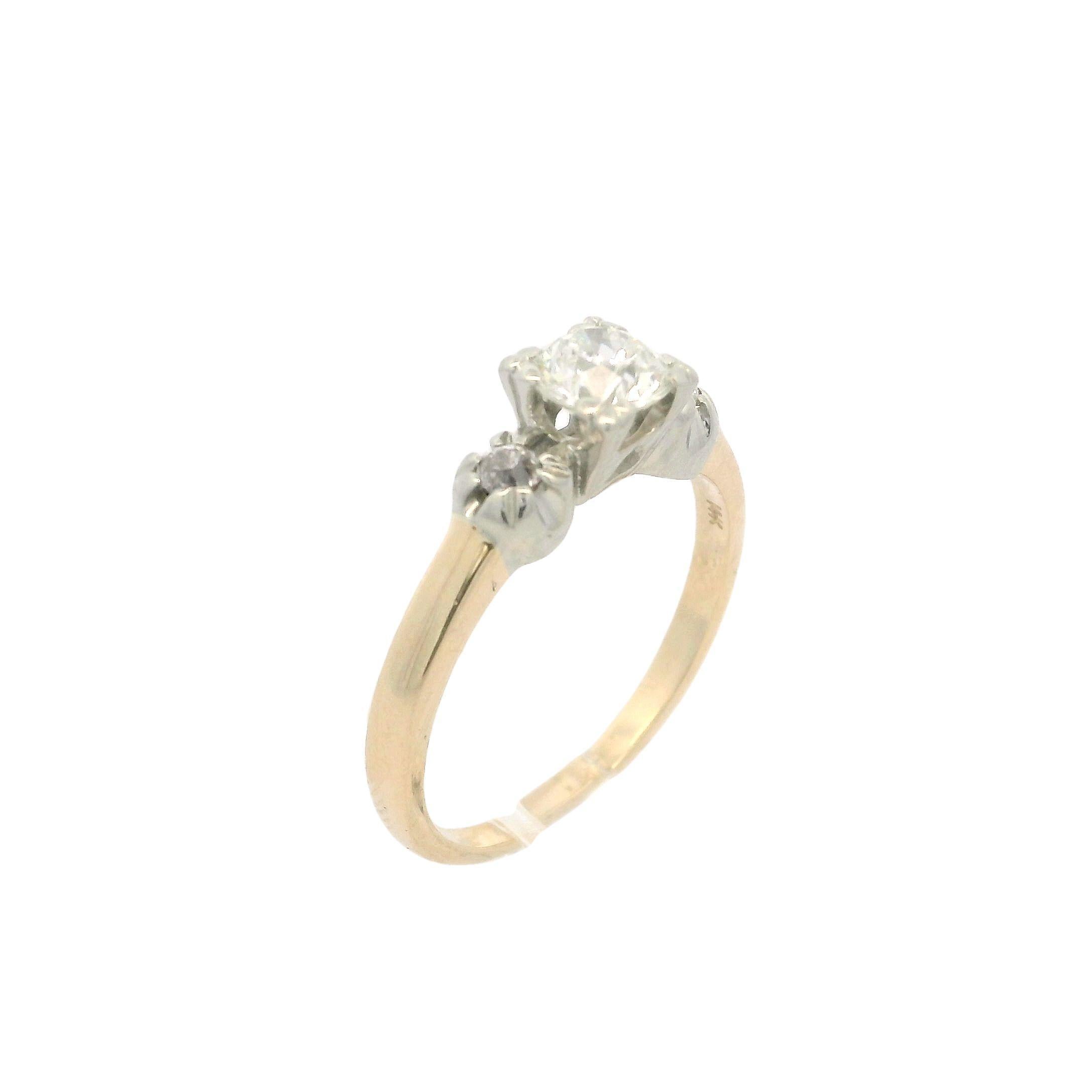 Anello di fidanzamento o di promessa in oro giallo e bianco vintage con diamante taglio vecchio da 0,56 ct. in vendita 6