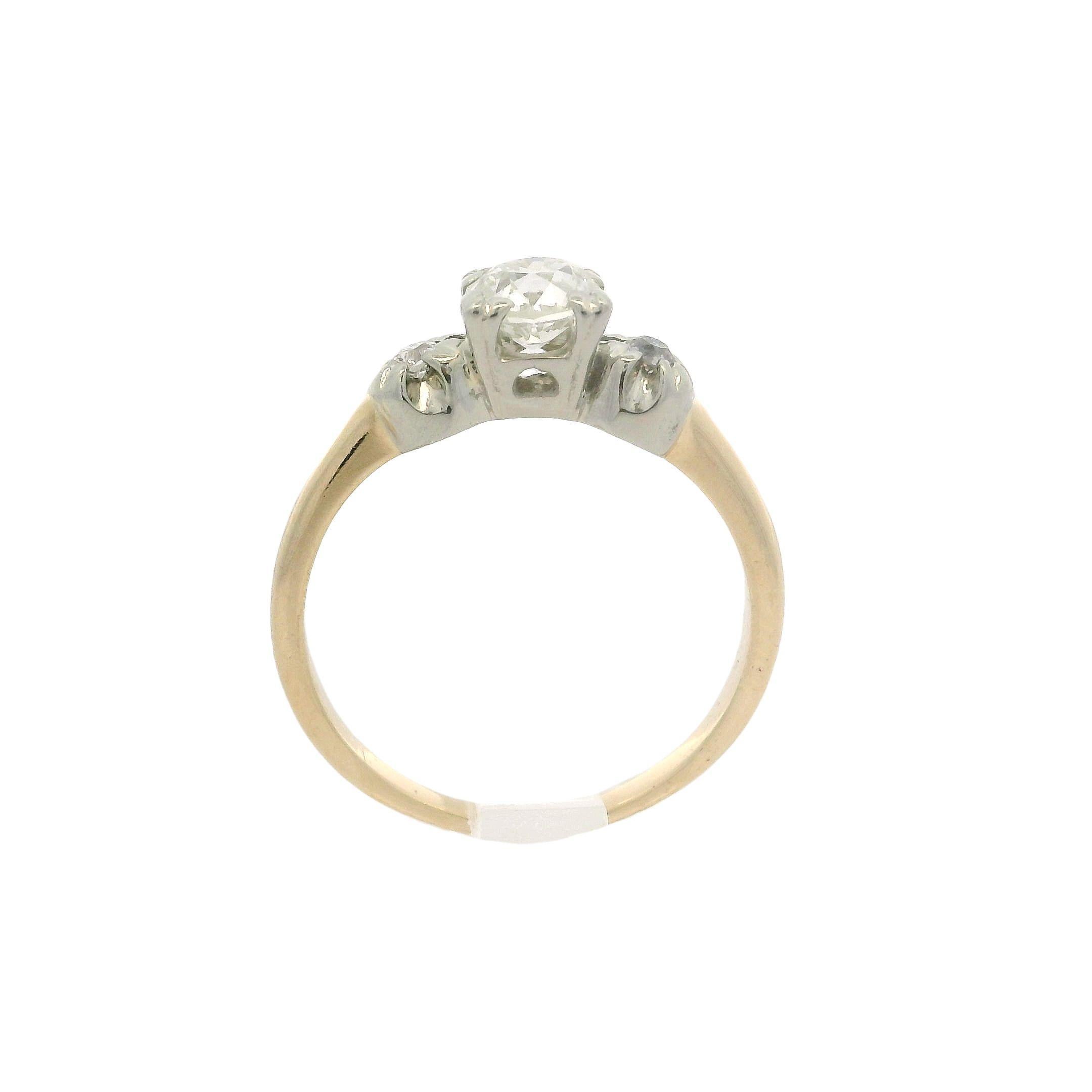 Anello di fidanzamento o di promessa in oro giallo e bianco vintage con diamante taglio vecchio da 0,56 ct. in vendita 7