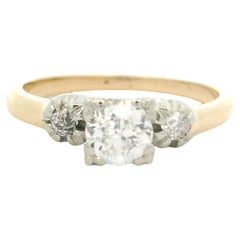 Vintage Yellow & White Gold 0.56ctw Old Cut Diamond Engagement or Promise Ring