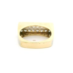 Vintage Yellow & White Gold 0.84ctw Pave Diamond Squared Geometric Ring