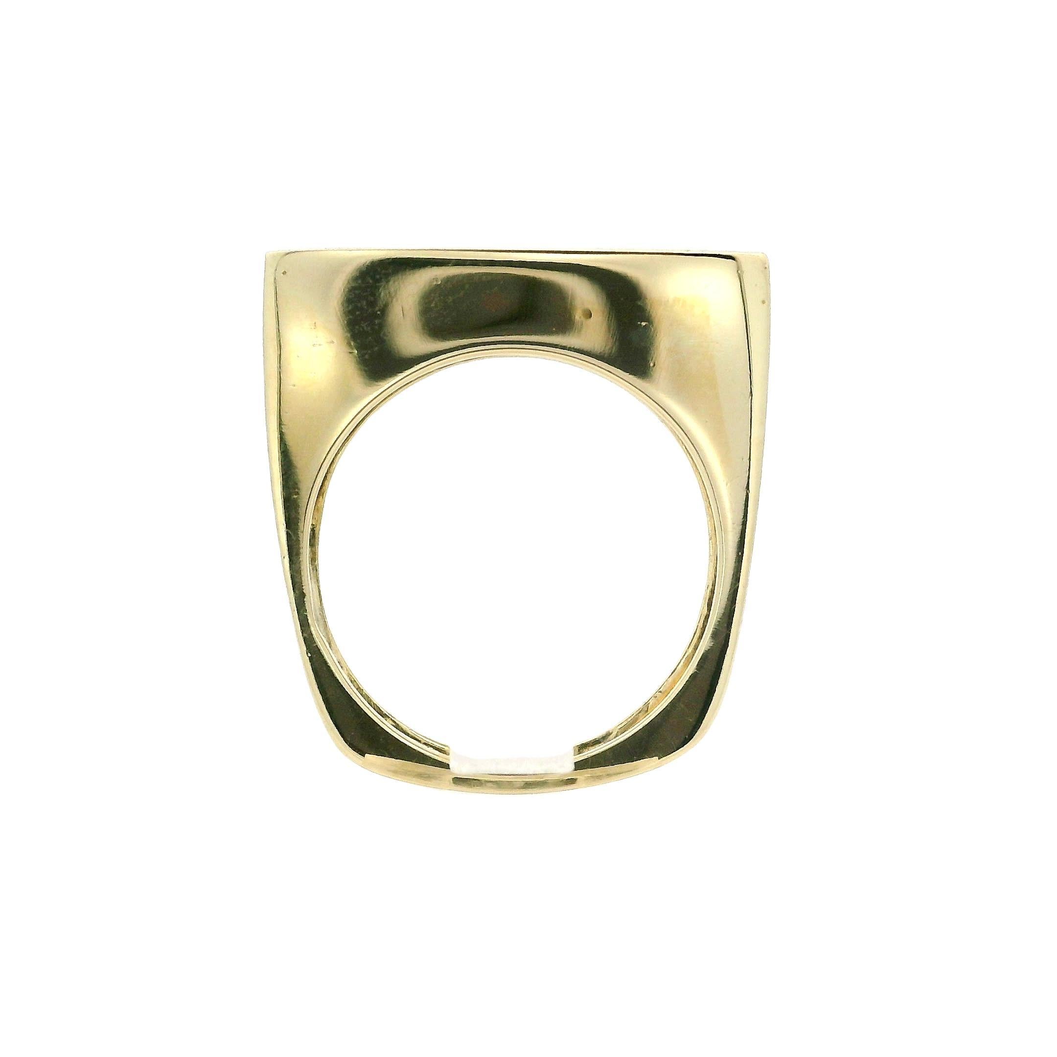 Taille brillant Bague géométrique carrée en or jaune et blanc 0,84 ctw pavé de diamants en vente