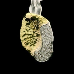 Vintage Yellow & White Gold 1ctw Pave Diamond Nugget Free Form Brutalist Pendant