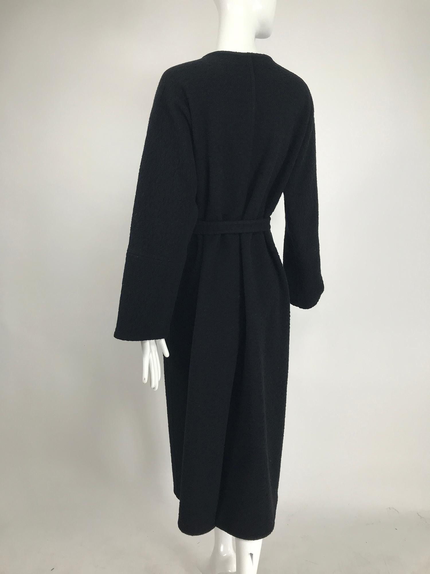 Vintage Yeohlee Black Textured Double Face Wool Wrap Coat 1990s For Sale 4