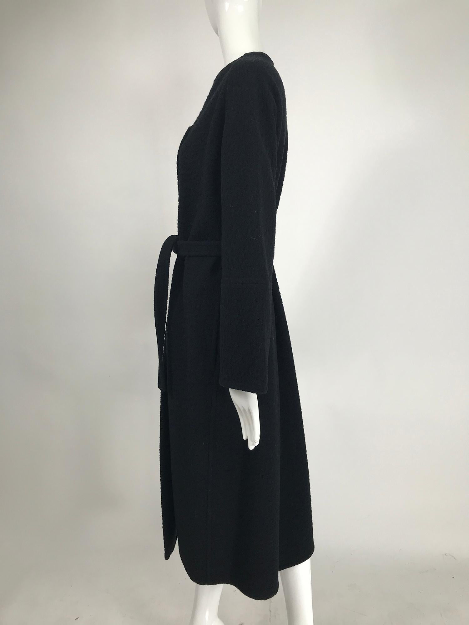 Vintage Yeohlee Black Textured Double Face Wool Wrap Coat 1990s For Sale 5