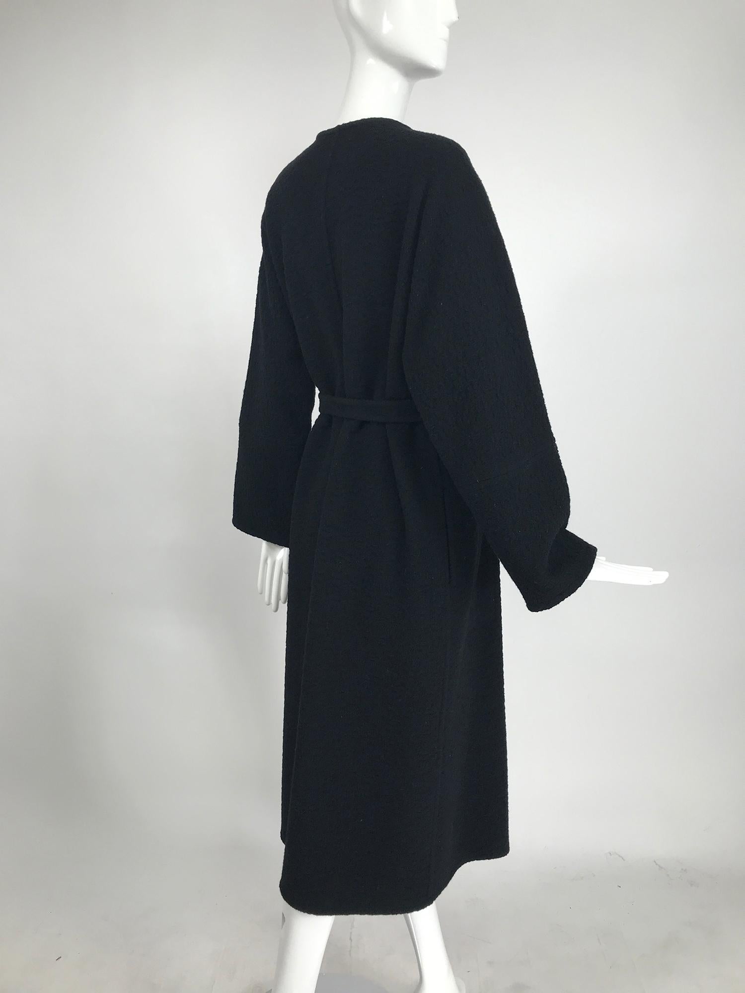 Women's Vintage Yeohlee Black Textured Double Face Wool Wrap Coat 1990s For Sale