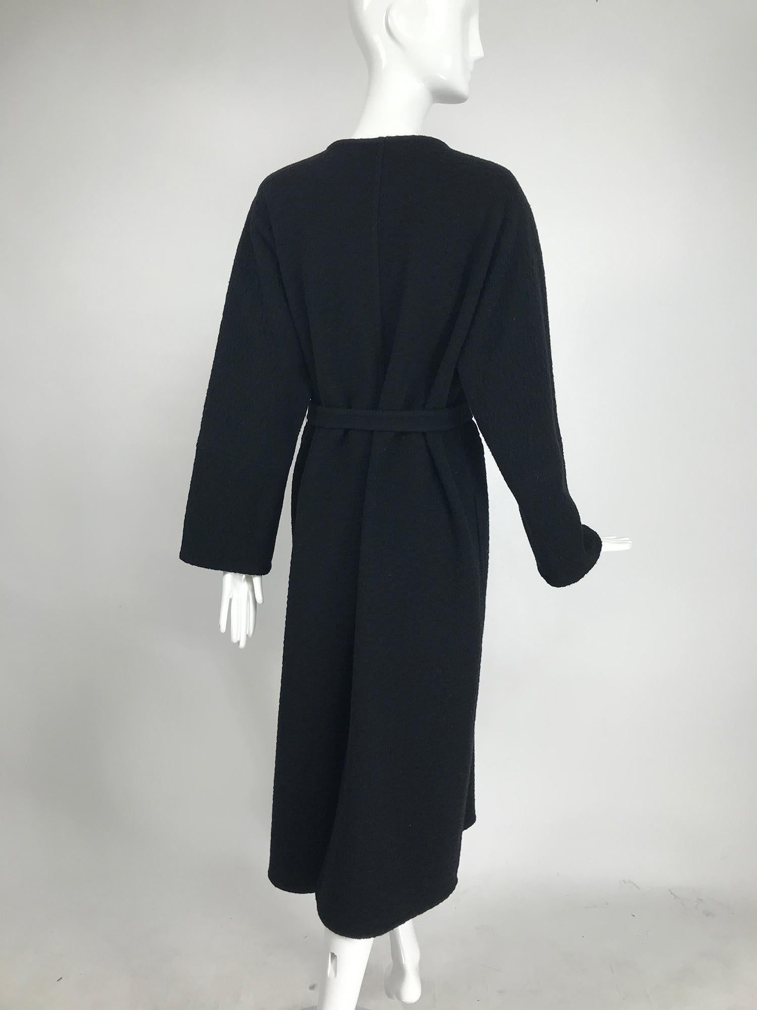 Vintage Yeohlee Black Textured Double Face Wool Wrap Coat 1990s For Sale 1